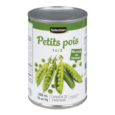 Petits pois, taille 1 et 2