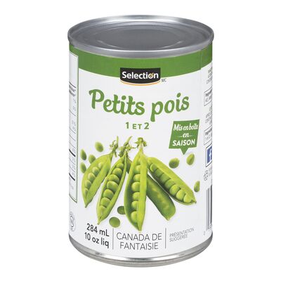 Petits pois, taille 1 et 2