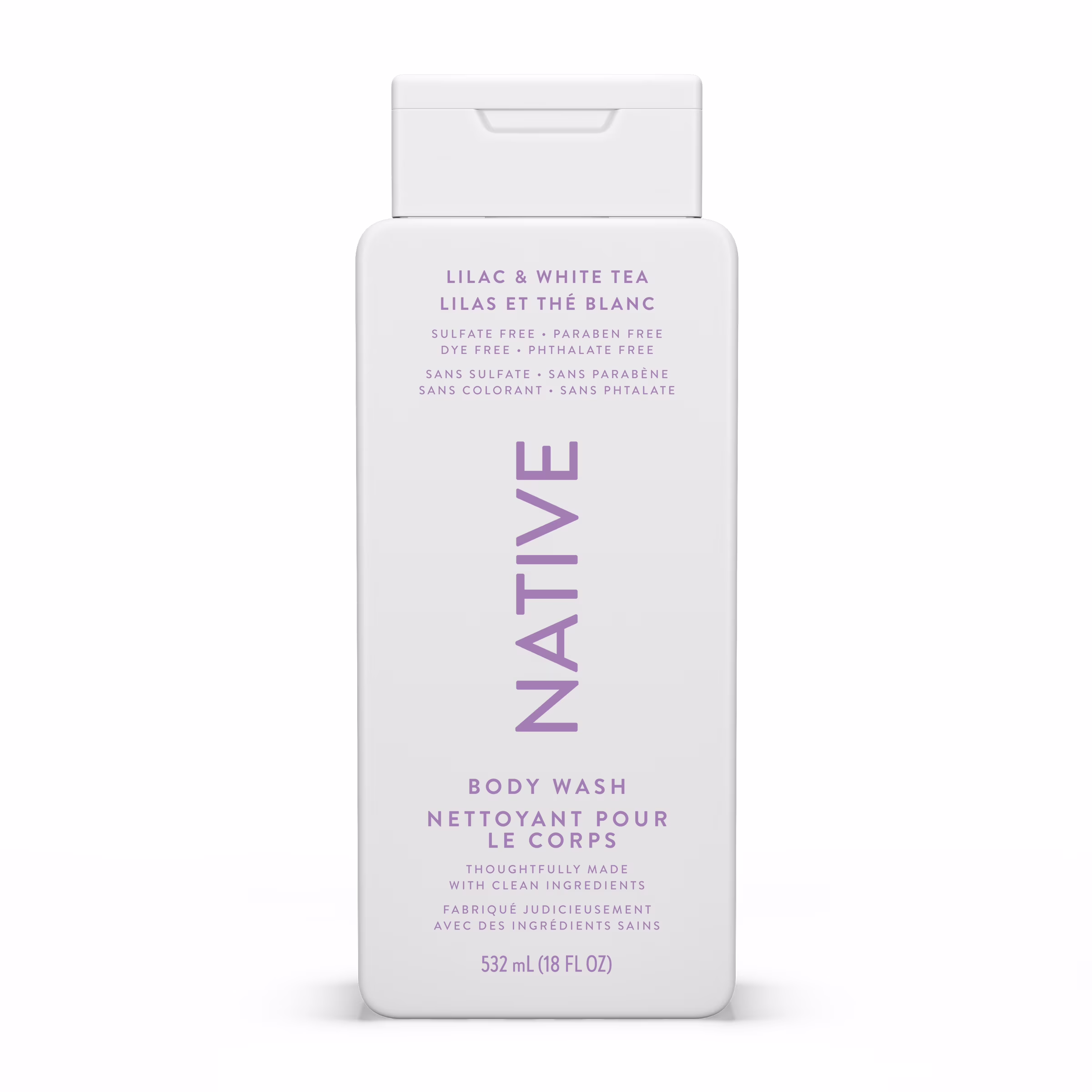Native gel douche naturel. lilas & thé blanc. sans sulfates. sans parabènes