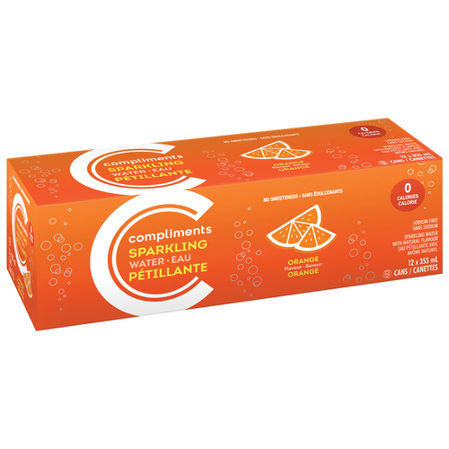 Compliments Eau pétillante à la orange 12 x 355 ml (canettes)