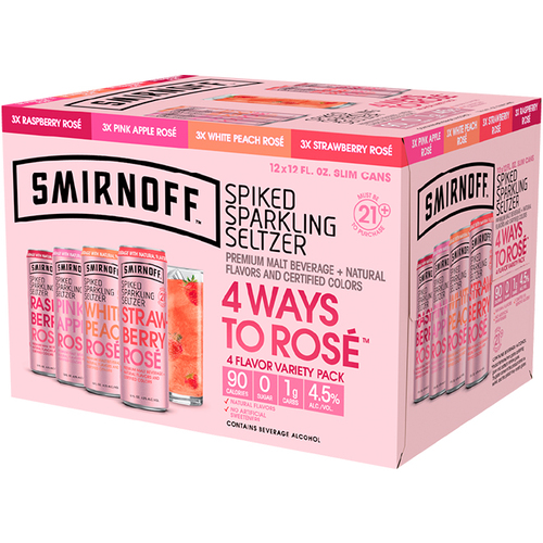 Smirnoff Seltzer Assortiment de variétés rosés 12 x 355 ml