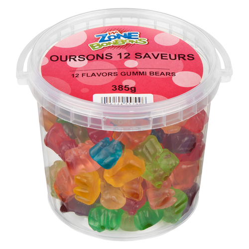 Les Aliments Johnvince Bonbons oursons 12 saveurs 385 g