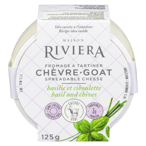 Maison Riviera Fromage de chèvre à tartiner basilic et ciboulette 125 g