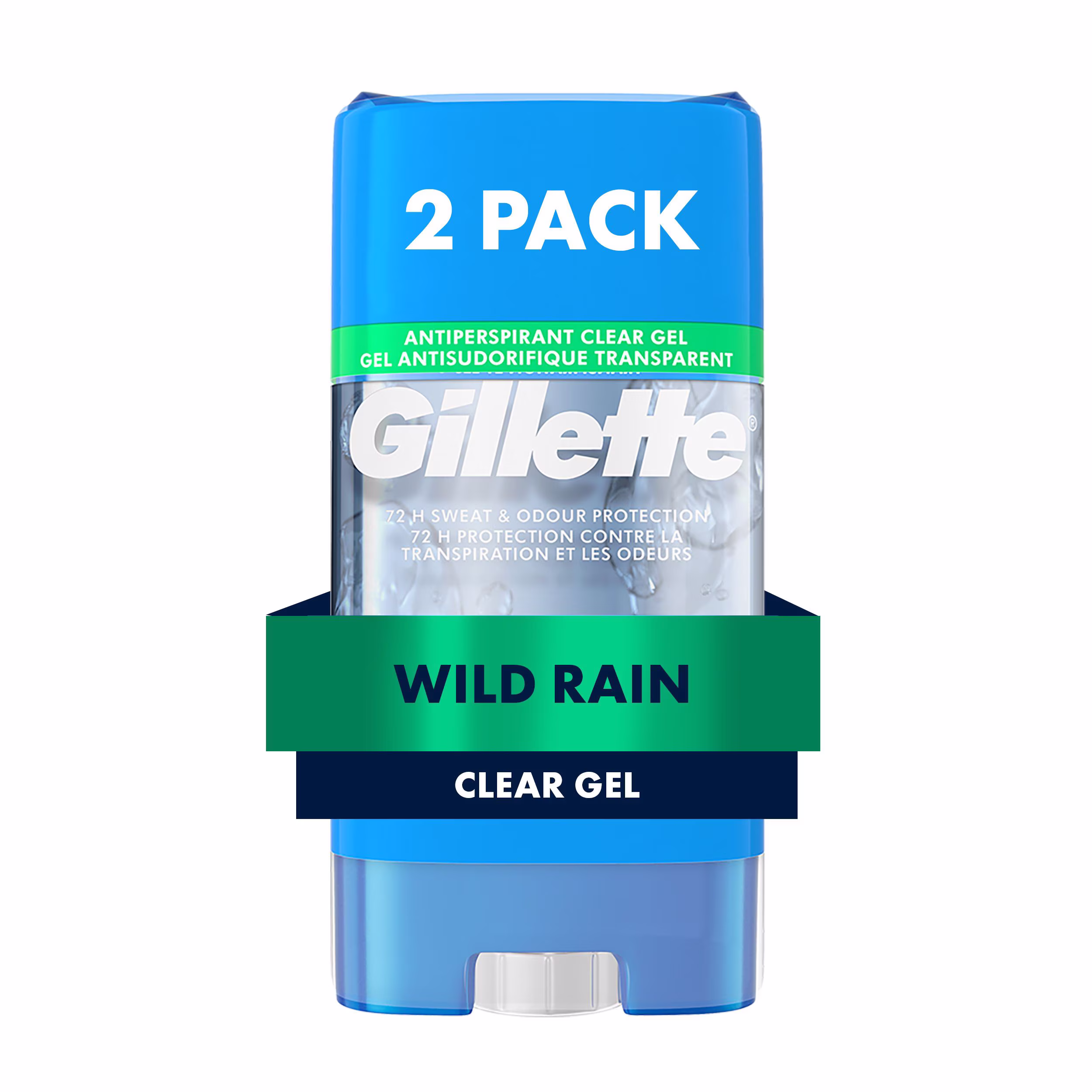 Gillette gel transparent antisudorifique et déodorant pour hommes wild rain