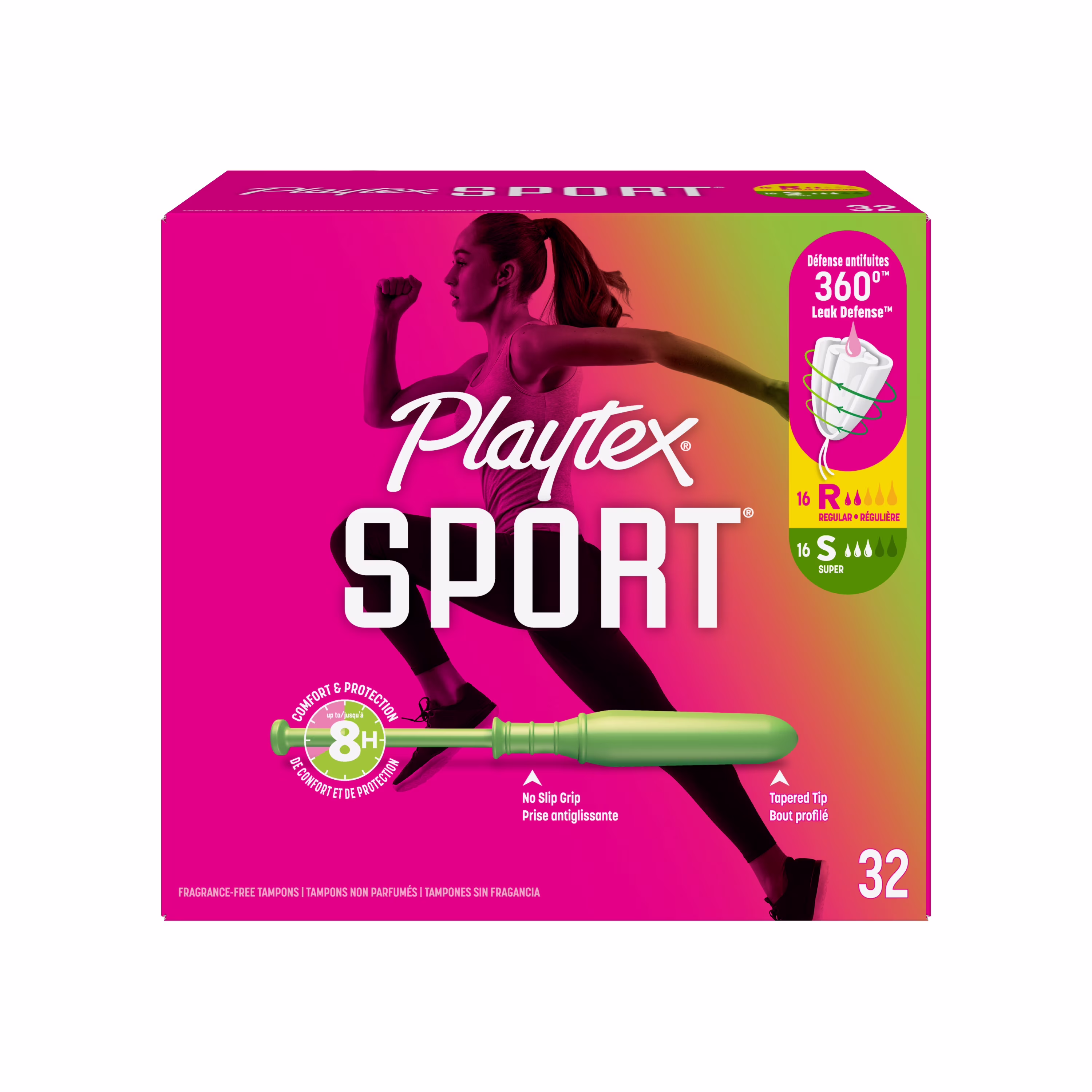 Multi-emballage de tampons non parfumés pour athlètes sport de playtex à absorptivité régulière et super tampons