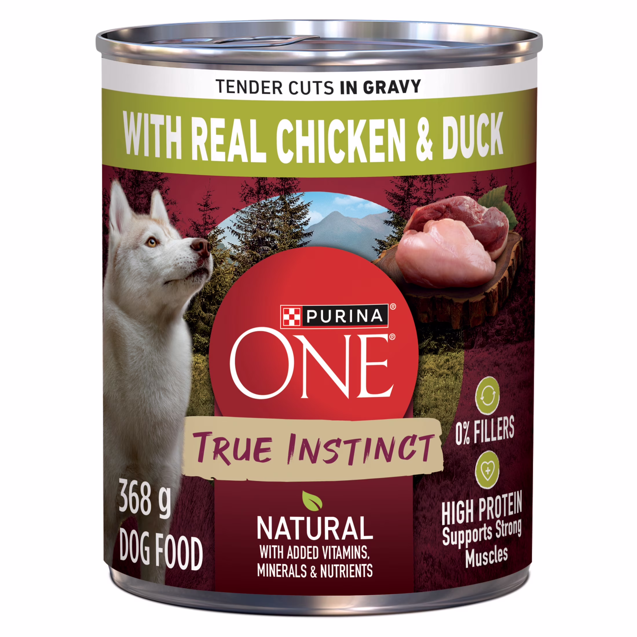 Purina one true instinct avec vrai poulet et vrai canard. nourriture humide pour chiens.