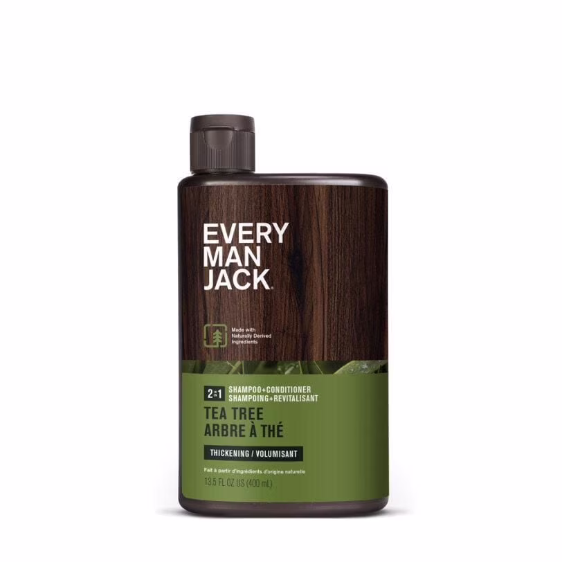 Every man jack 2-en-1 shampooing + revitalisant volumisants - arbre à thé   épaissit les cheveux fins. clairsemés. d'origine naturelle. sans cruauté ensemble shampooing et revitalisant pour hommes