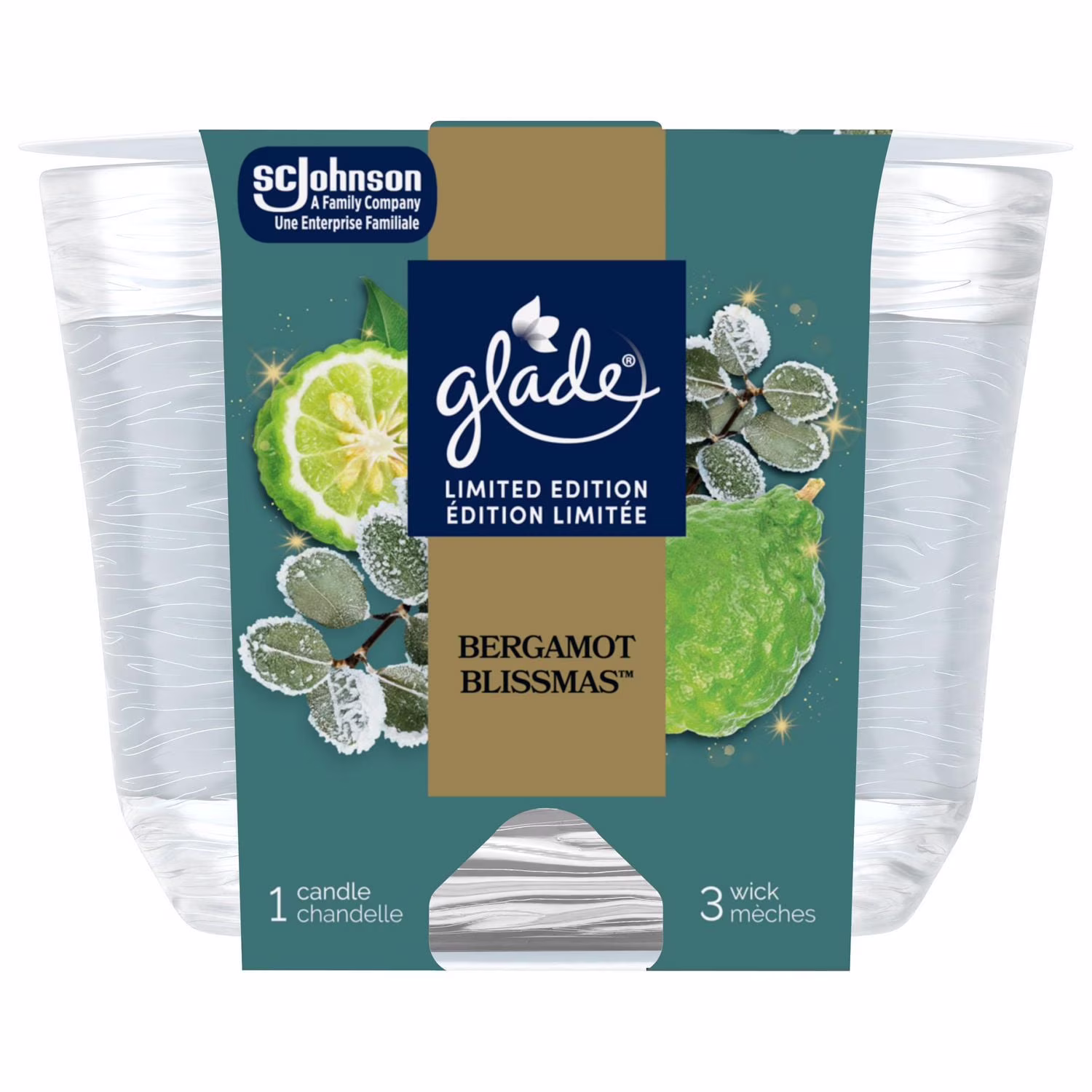 Chandelle à 3 mèches au parfum de Bergamot Blissmas