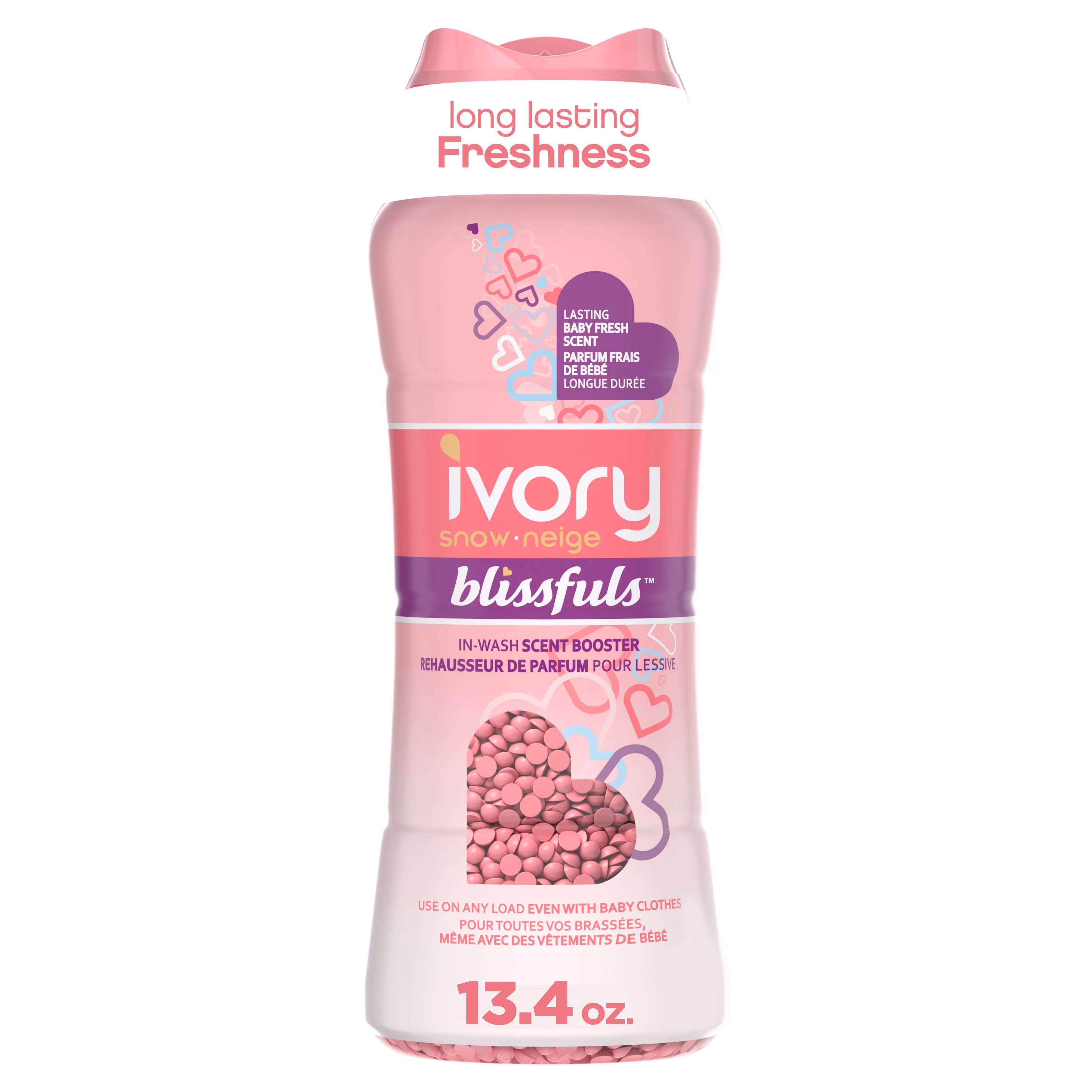 Perles de rehausseur de parfum pour lessive ivory neige blissfuls. parfum frais de bébé