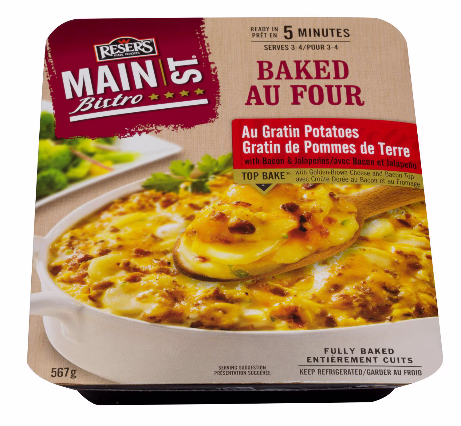 Reser's fine foods gratin de pomme de terre au four avec baçon et jalapeño gratin de pomme de terre au four