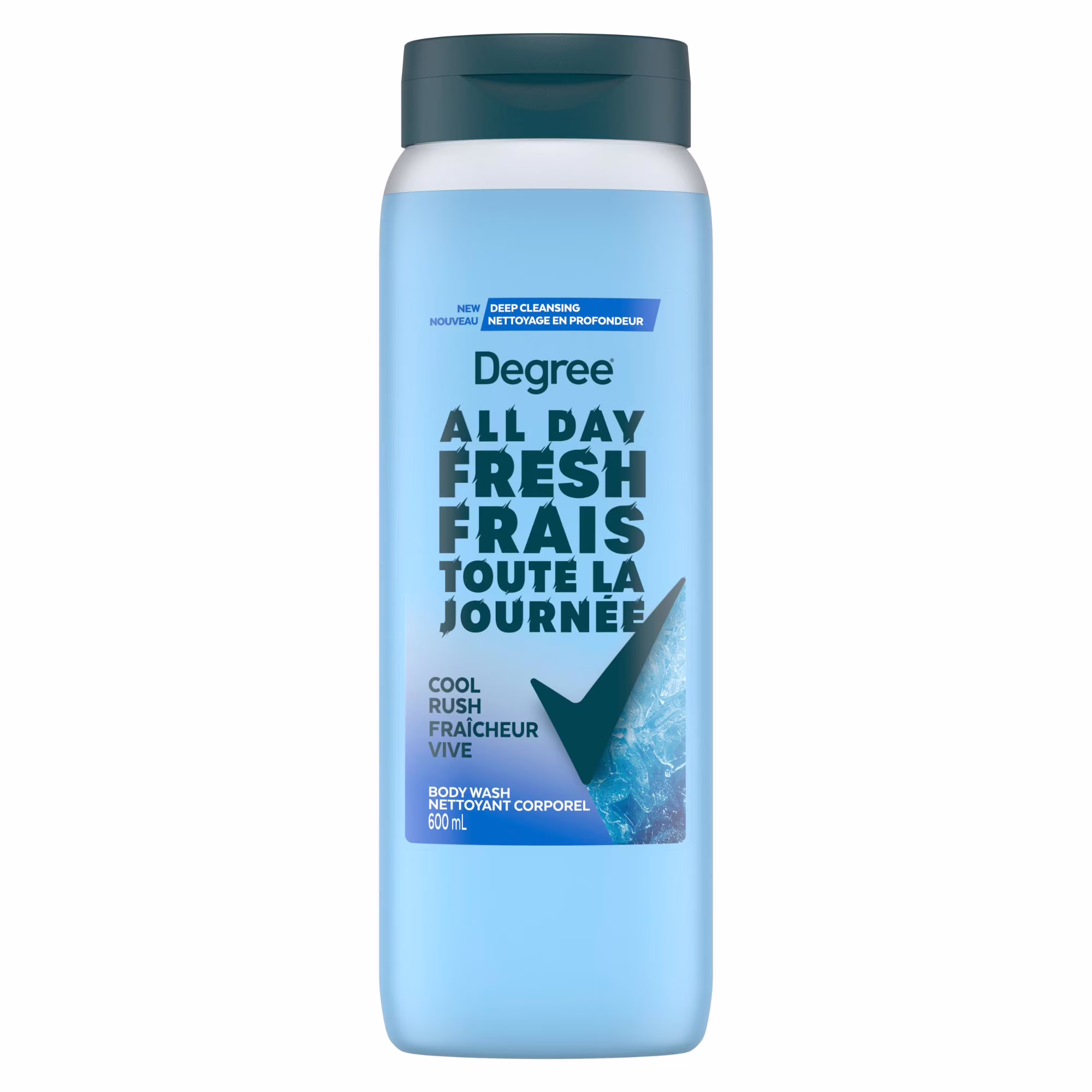 Nettoyant corporel. degree frais toute la journée fraîcheur vive. nettoyage en profondeur pour une peau hydratée. fabriqué avec des nettoyants à base de plantes.