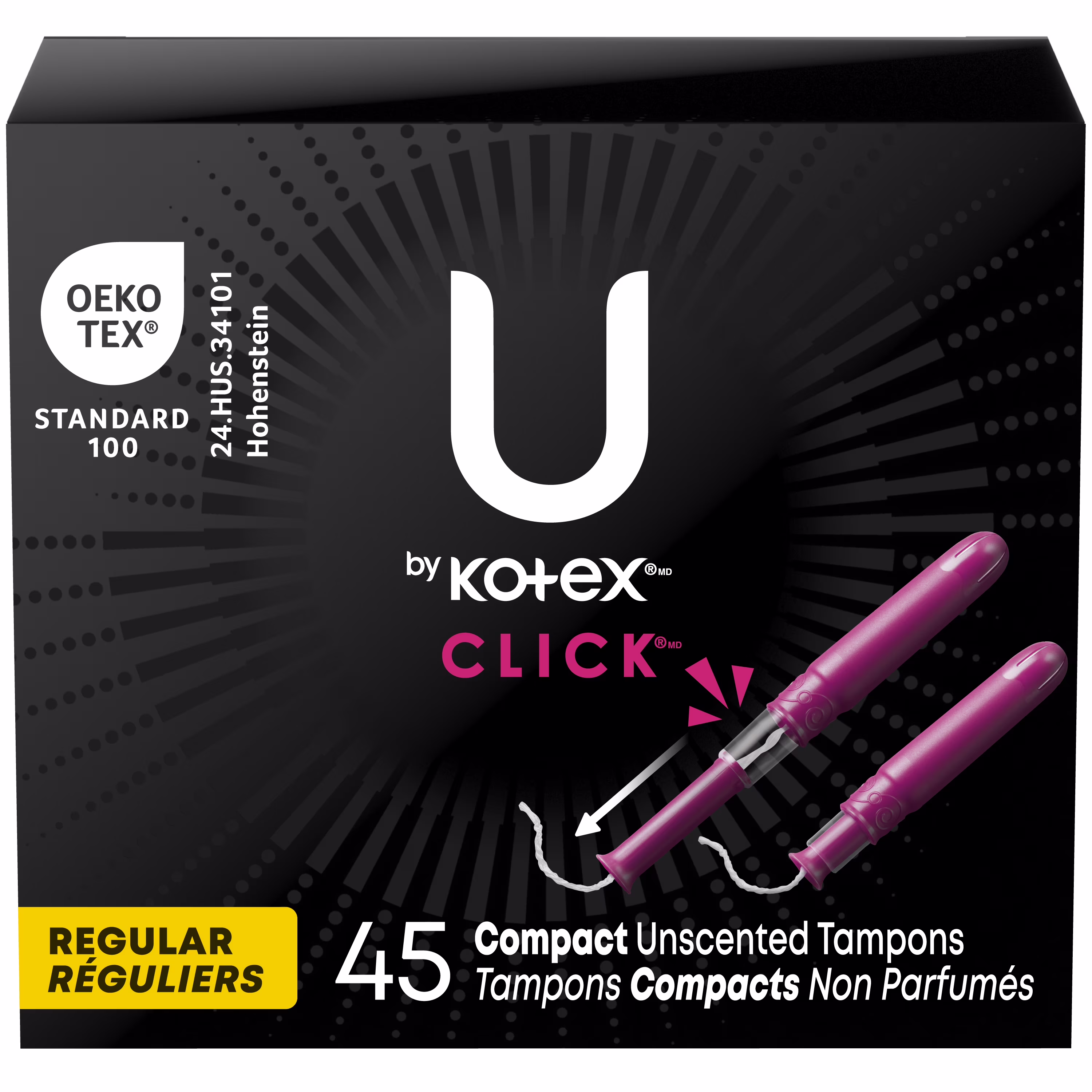 Tampons Réguliers non parfumés avec applicateur compact en plastique