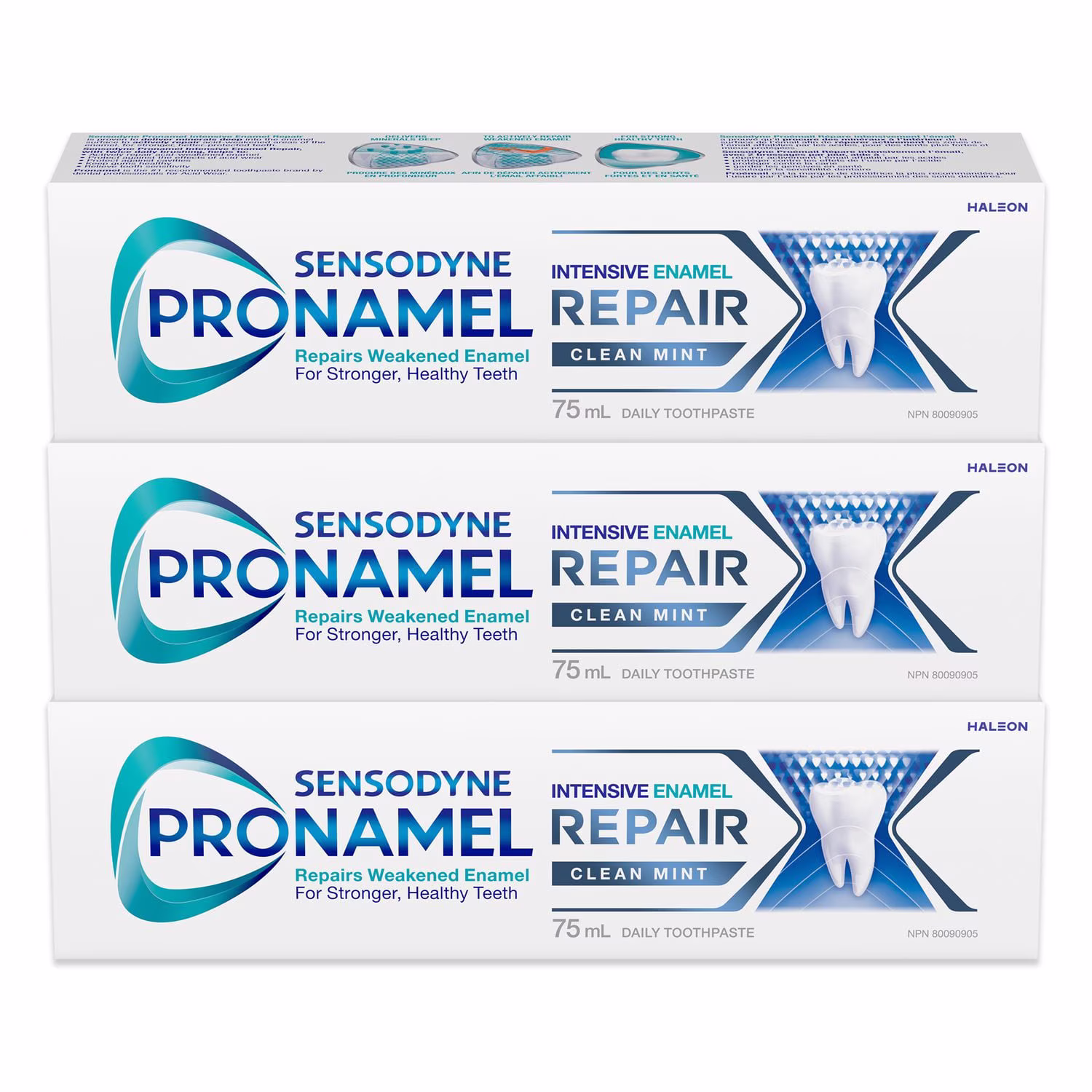 Sensodyne pro-émail répare intensivement lémail menthe nette (dentifrice). 3x
