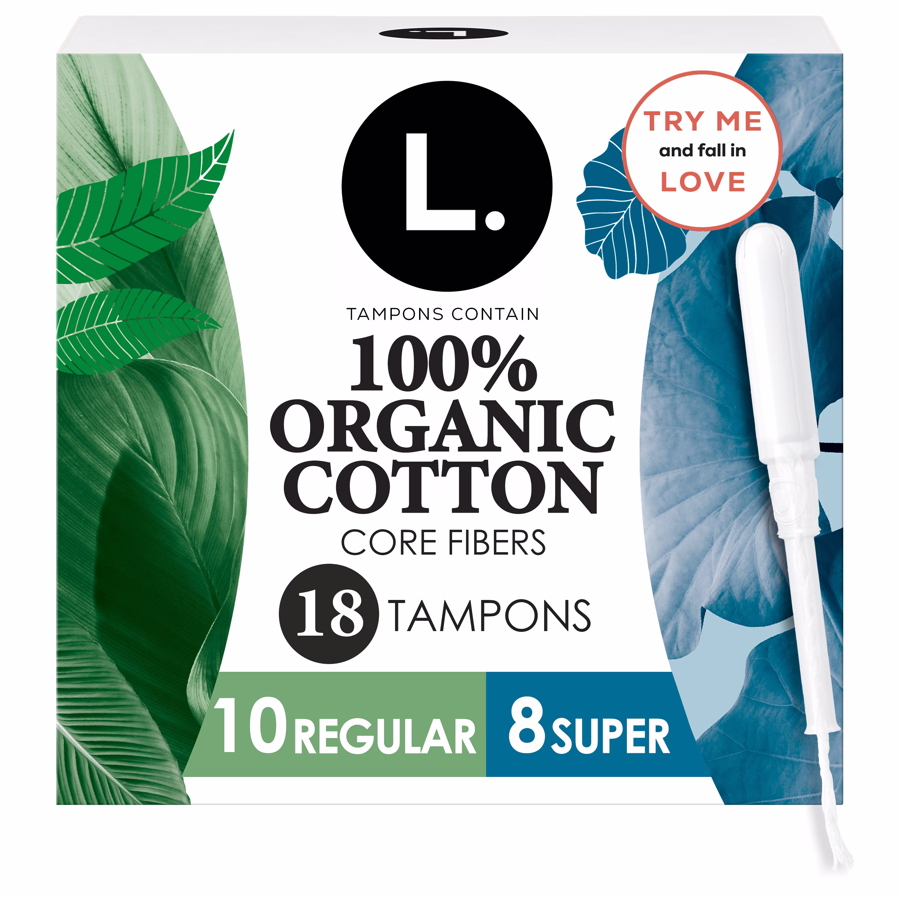 Tampons l.. fabriqués à partir de coton biologique. degré dabsorption réguliersuper. emballage multiple. sans pesticides synthétiques. rayonne ni parfums. 18u
