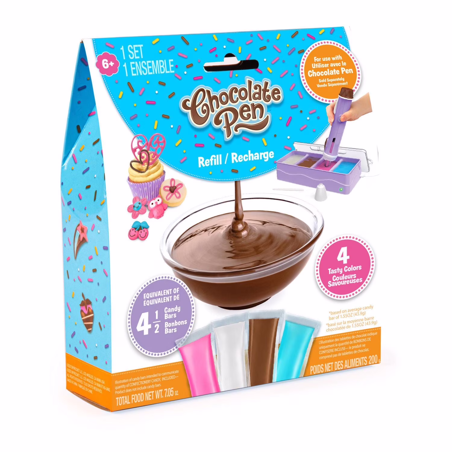 Des recharges de chocolat pour un plaisir sans fin et coloré avec chocolate pen!