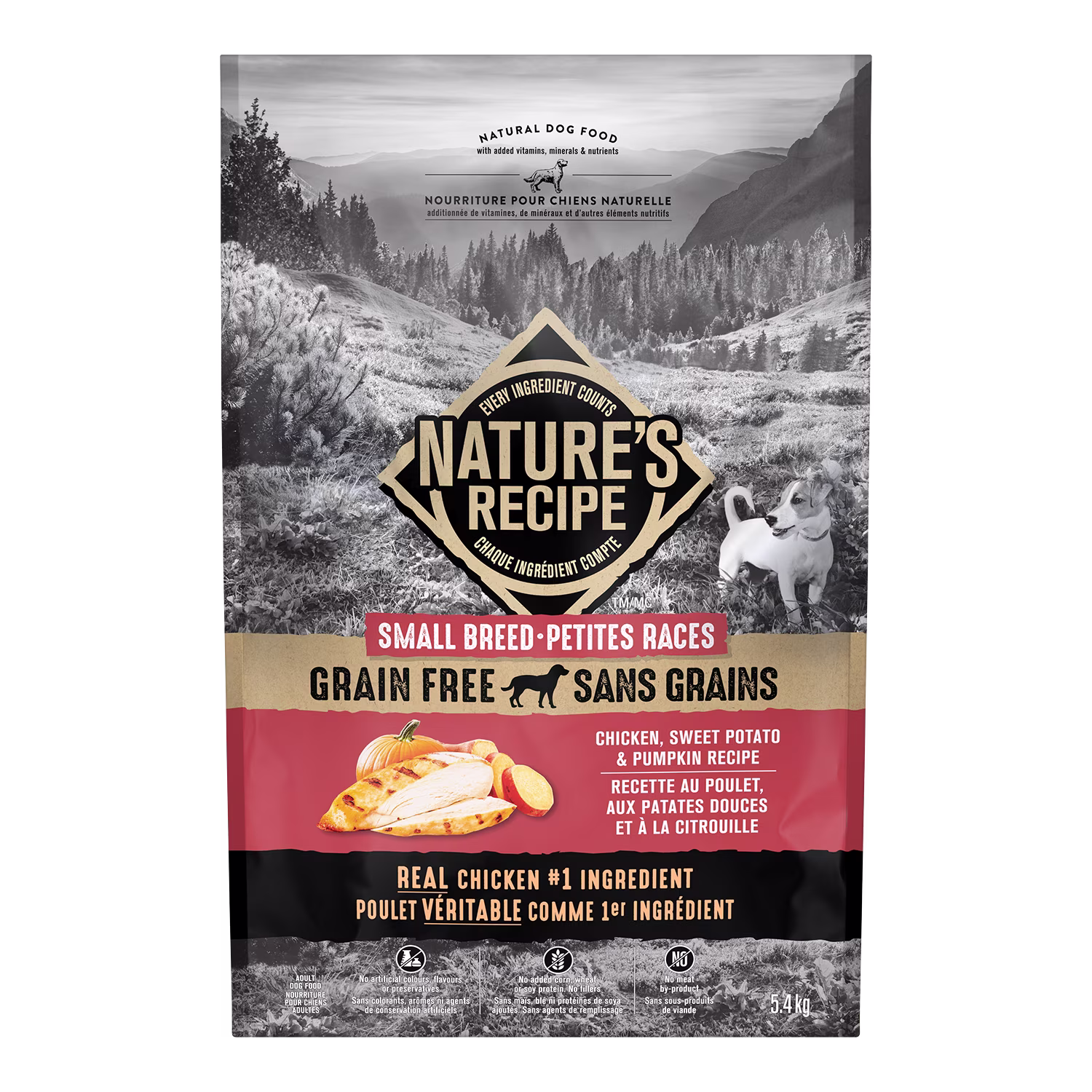 Nourriture au poulet pour chien petite race sans grain