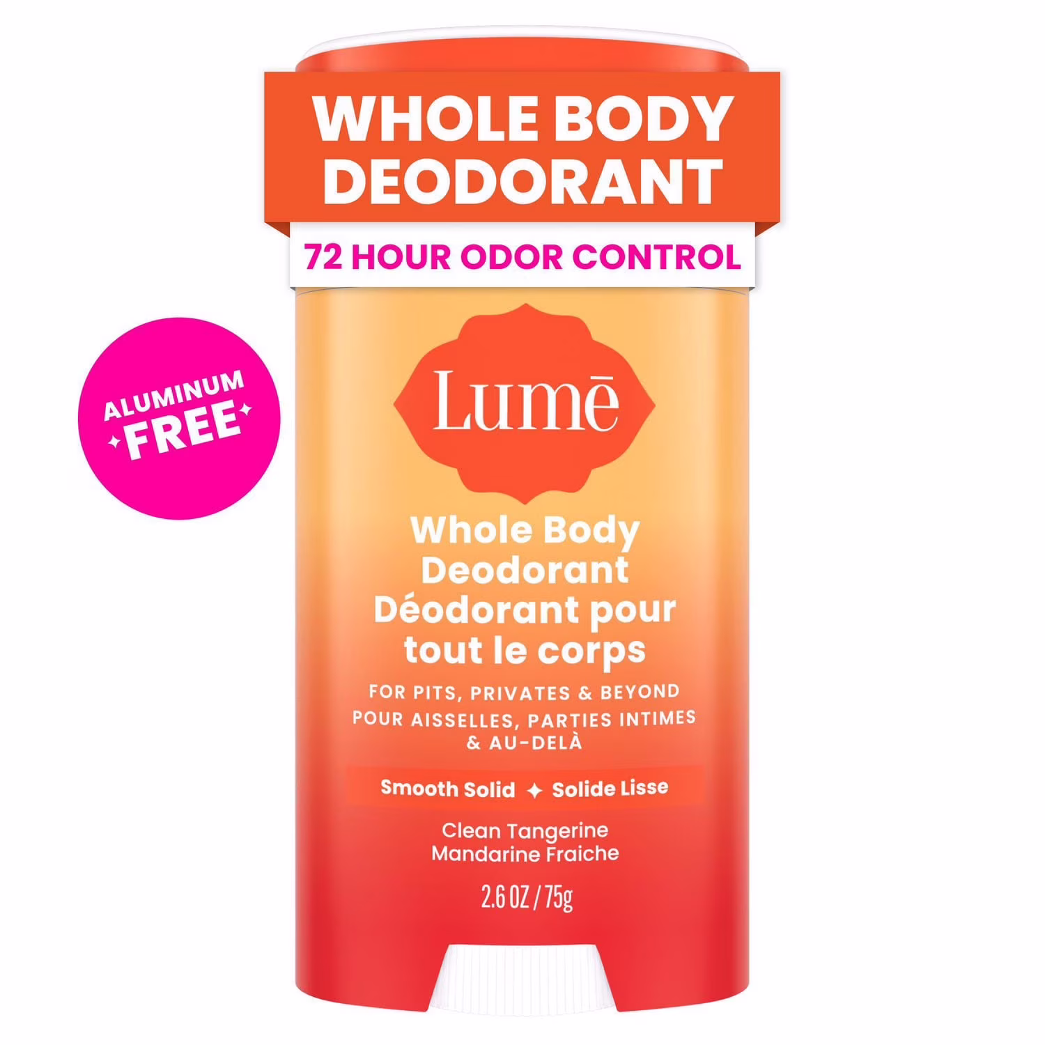 Déodorant féminin lume pour tout le corps - stick solide doux - sans aluminium - parfum mandarine fraîche.