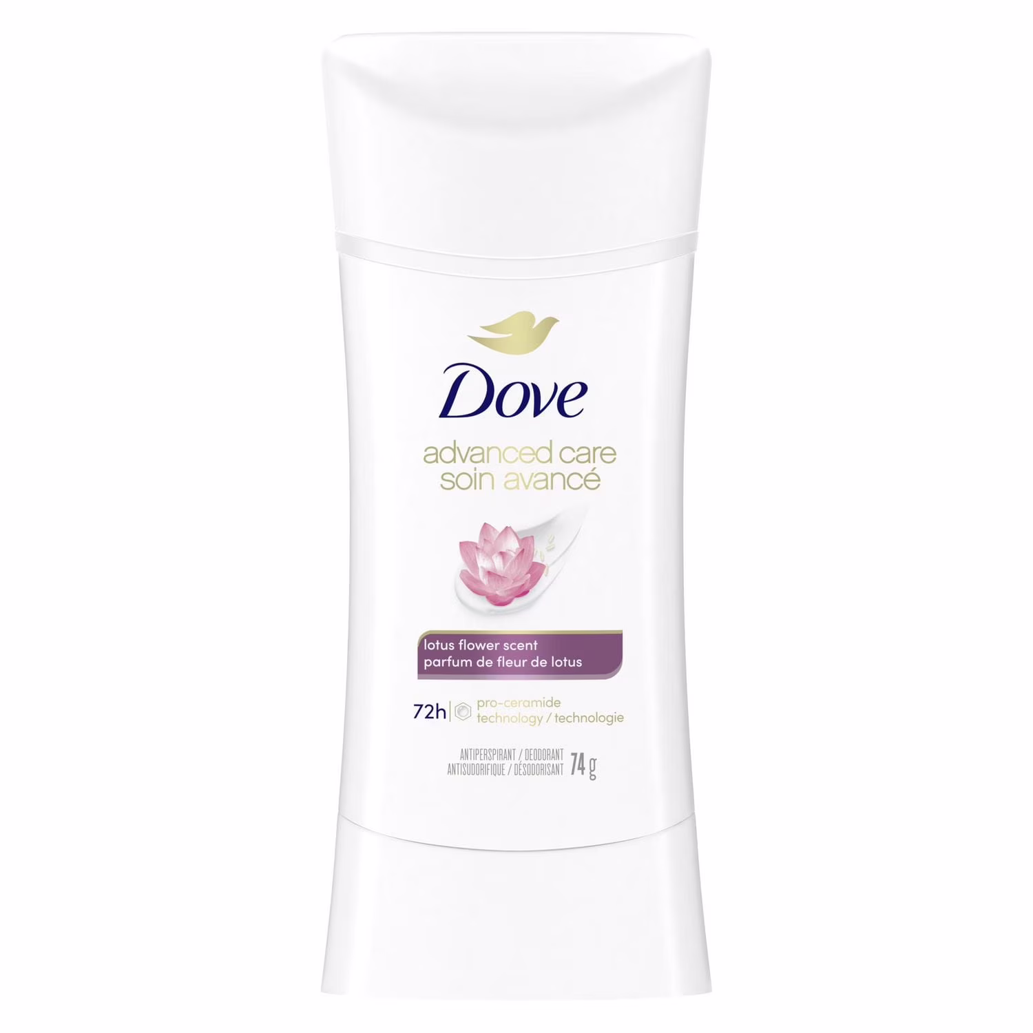 Dove soin avancé désodorisant antisudorifique en bâton parfum de fleur de lotus.