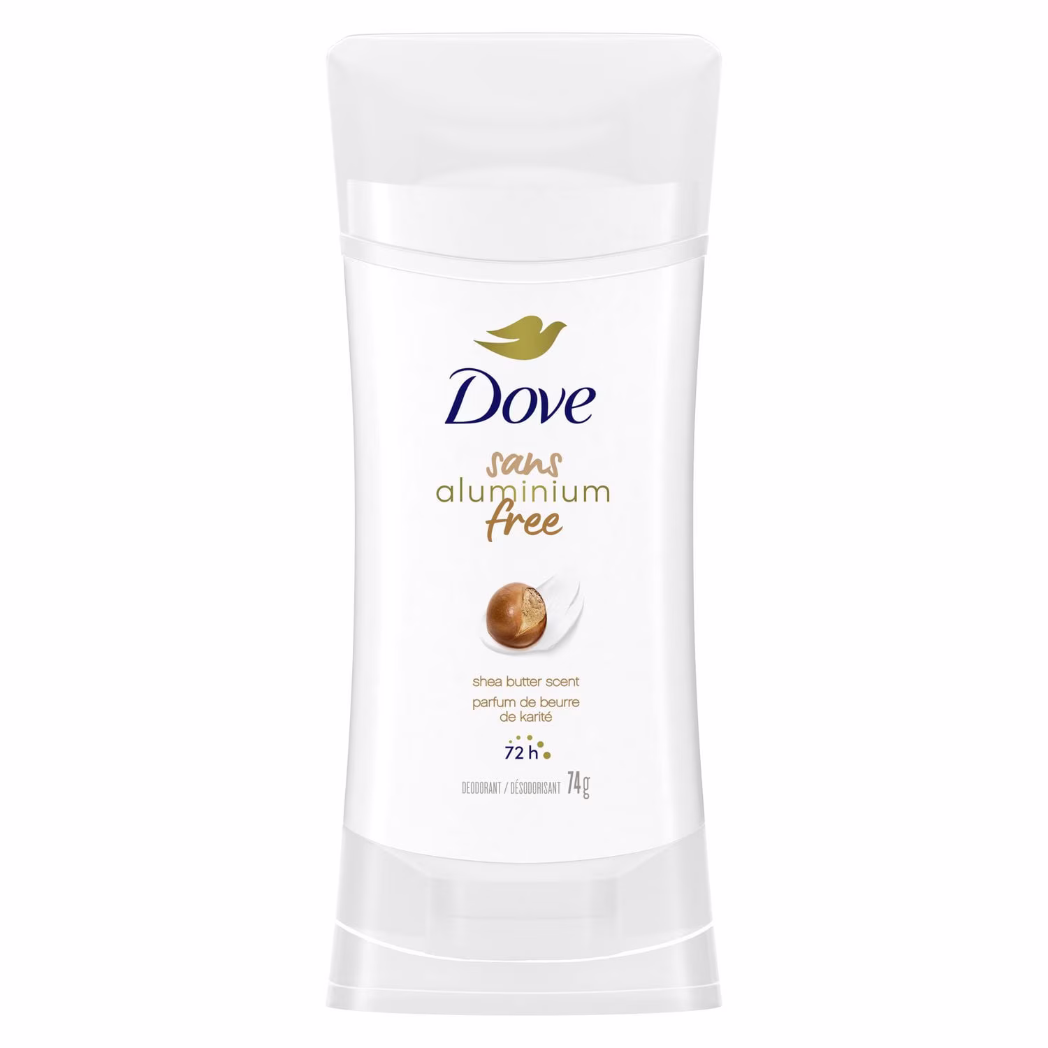 Déodorant pour femmes avec 14 d'hydratants dove sans aluminium parfum beurre de karité pour des aisselles douces et confortables