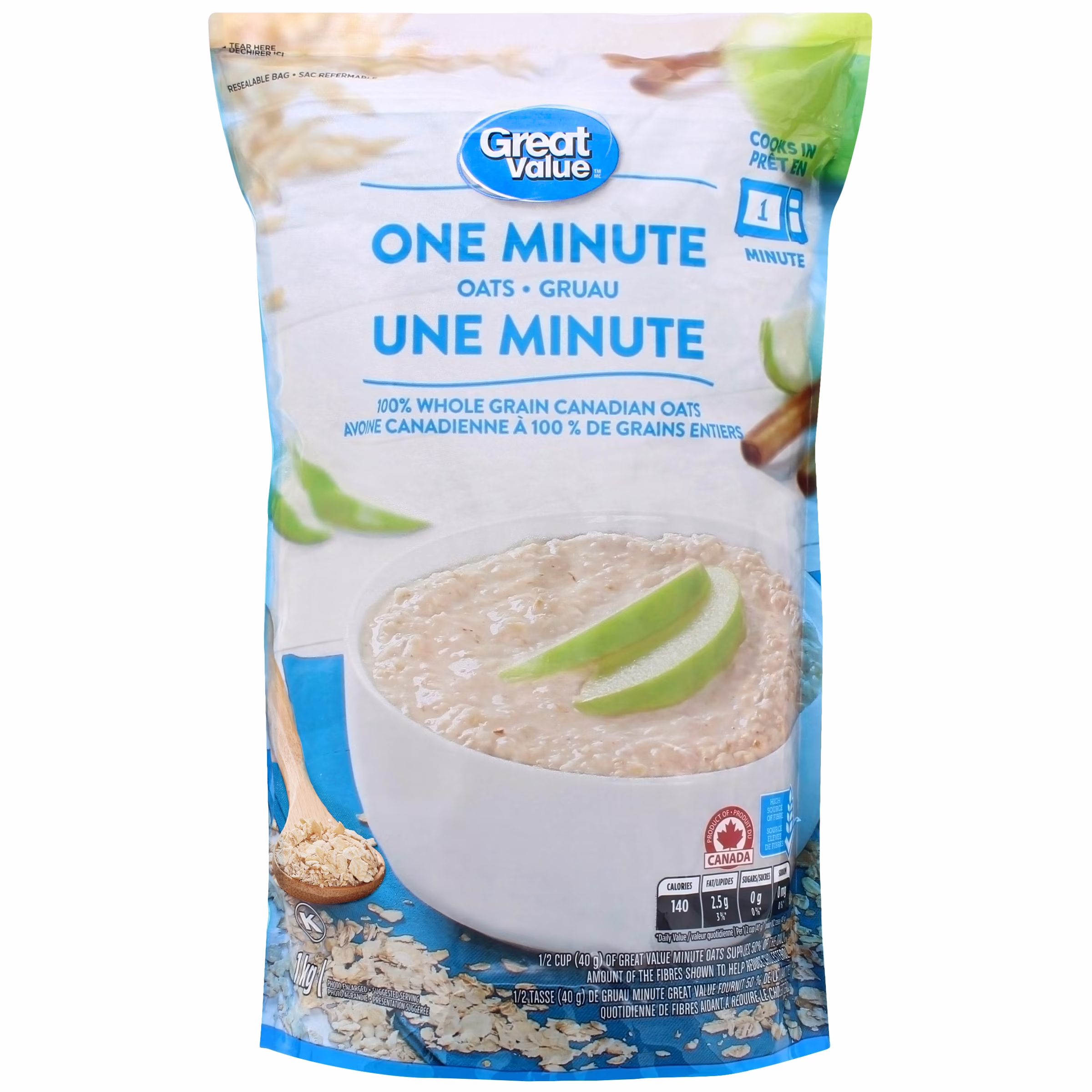 Gruau une minute great value gruau une minute great value. pret en 1 minute