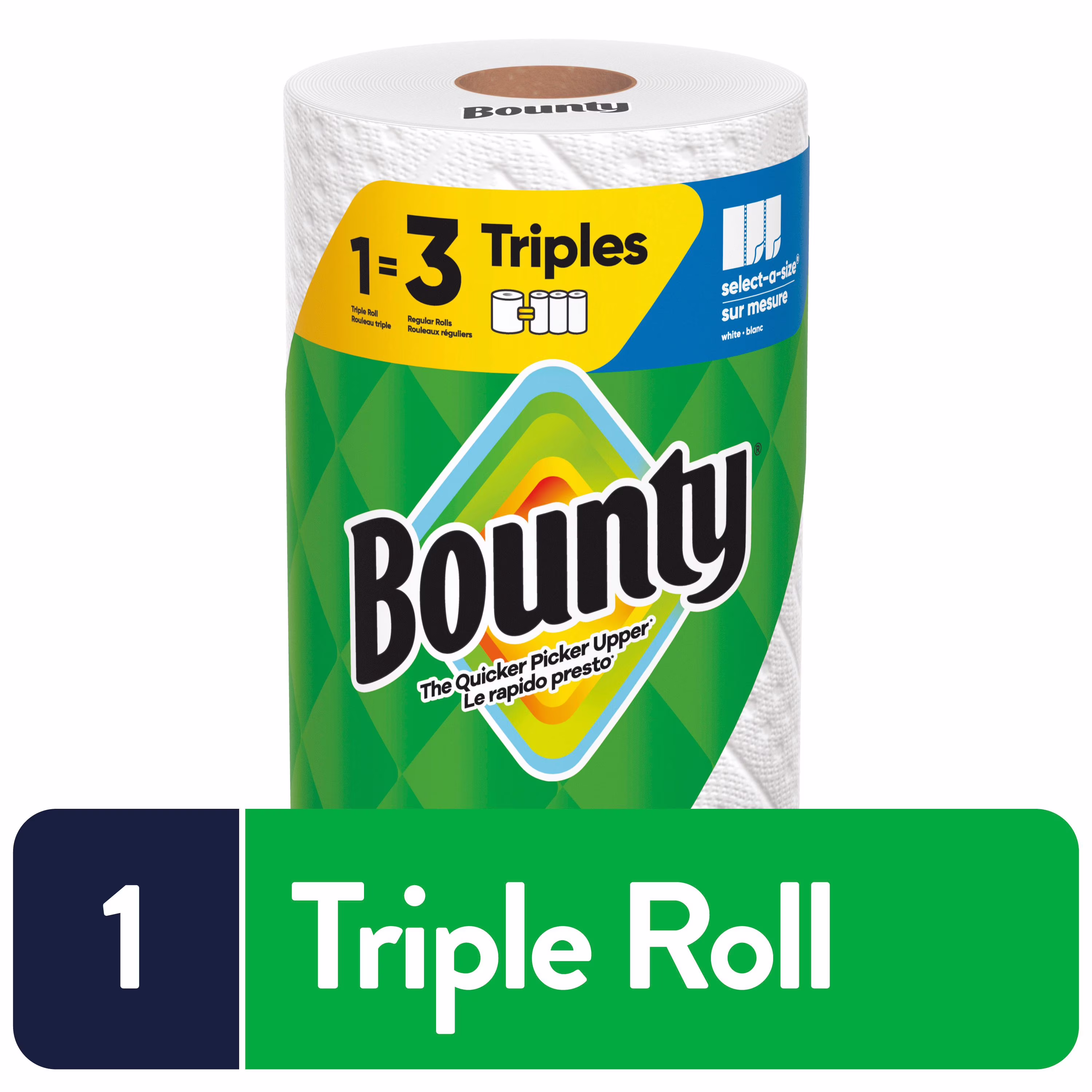 Essuie-tout bounty sur mesure. blanc. 1rouleau triple. 123feuilles par rouleau