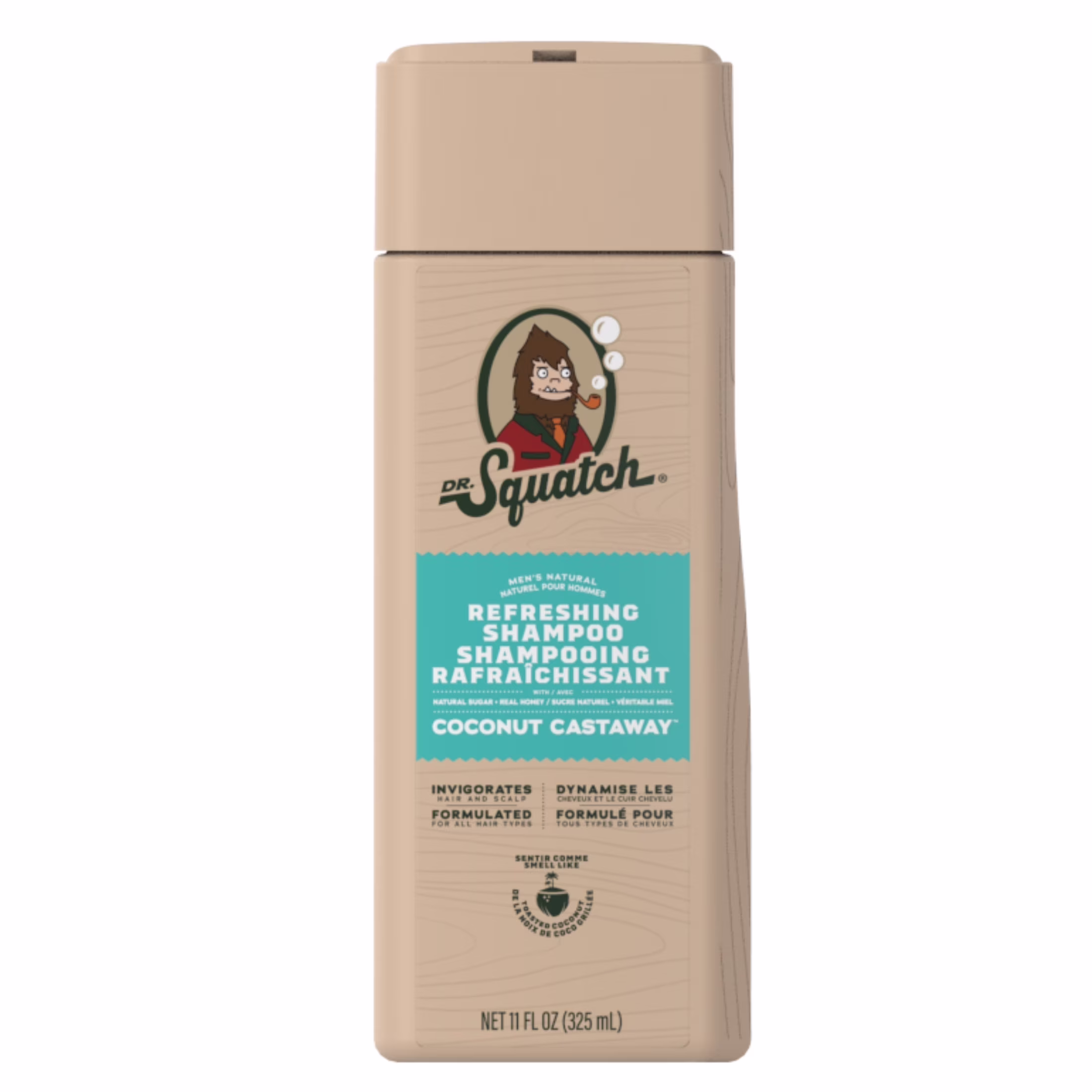 Shampooing naturel pour hommes dr. squatch coconut castaway.