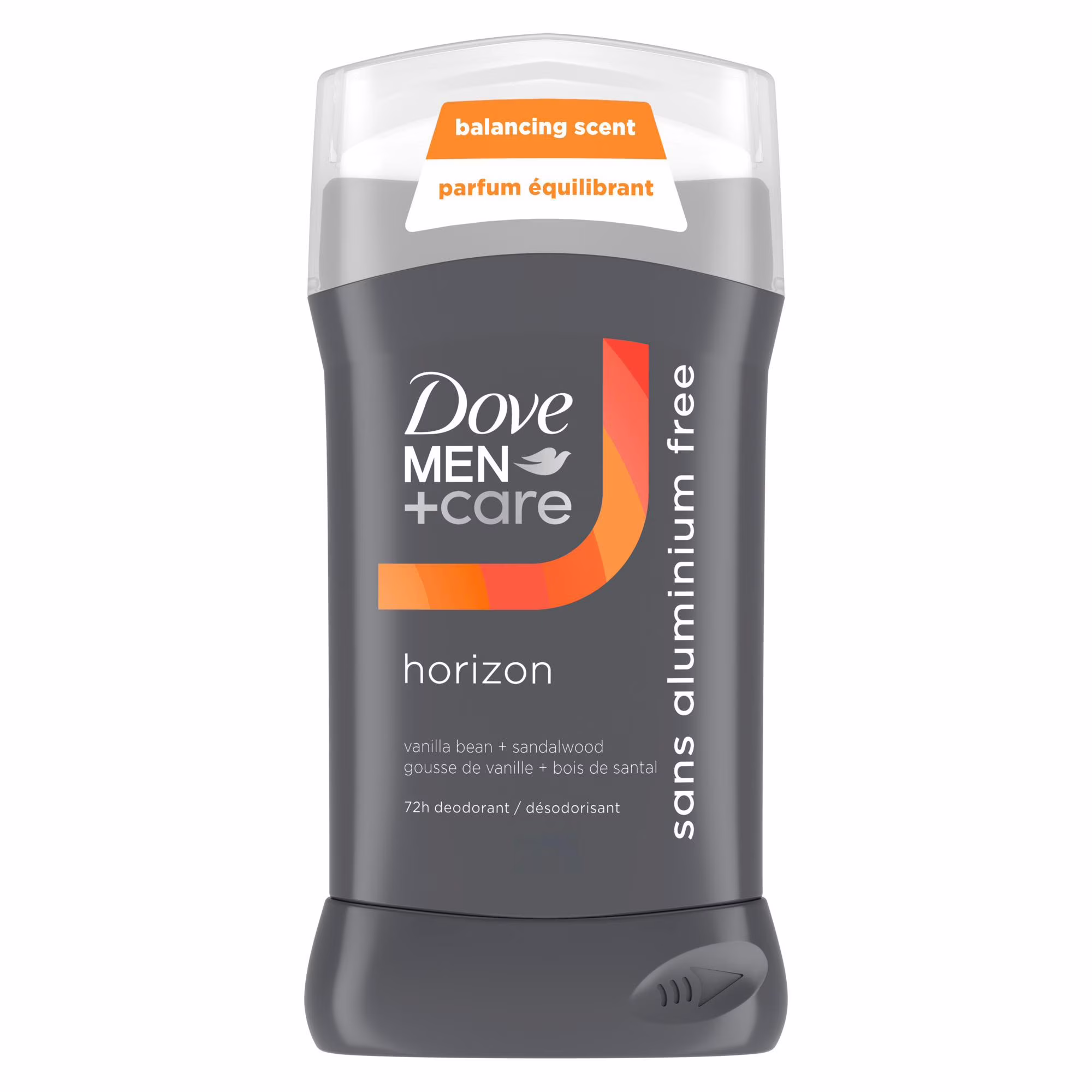 Dove men+care déodorant en bâton horizon gousse de vanille + bois de santal.