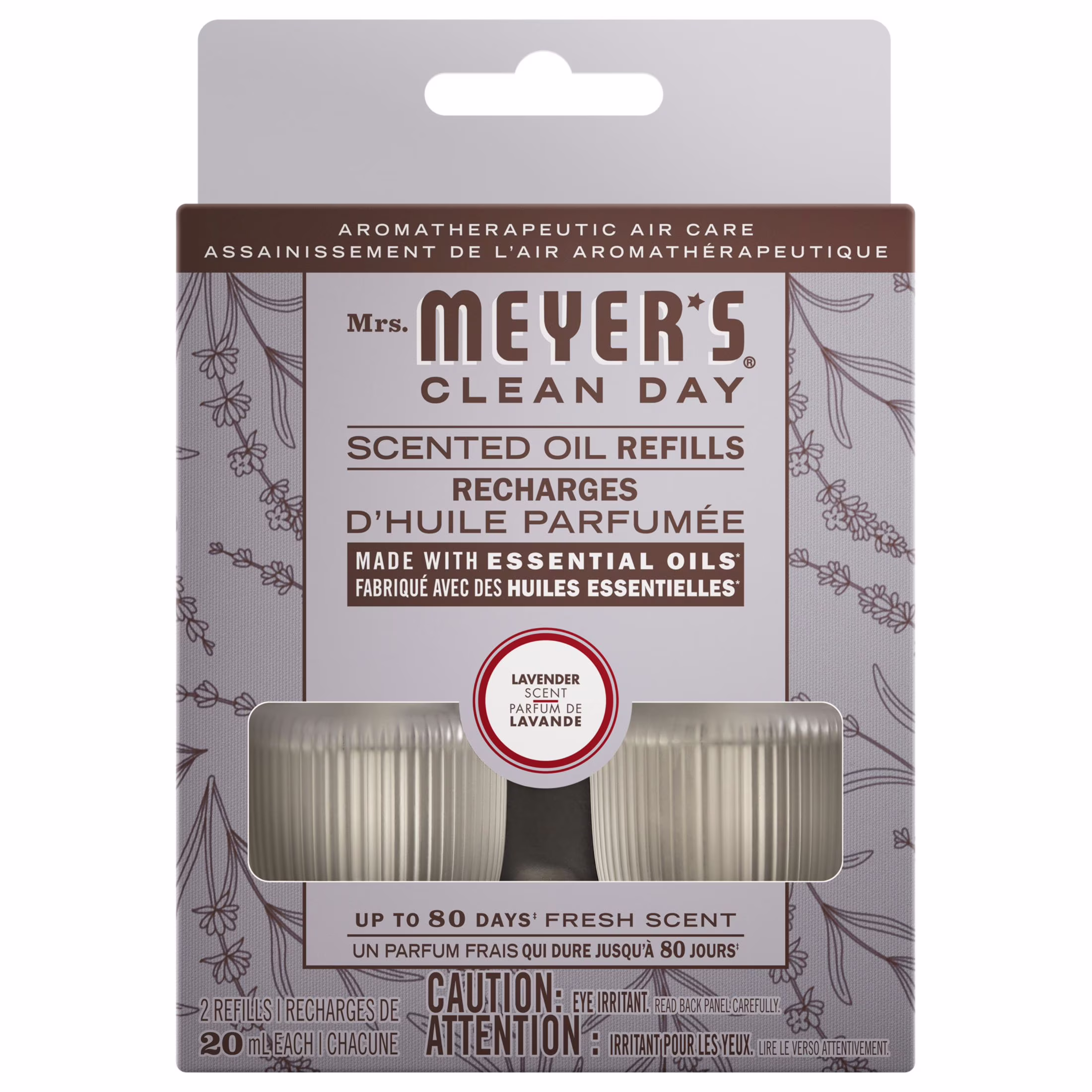 Recharge de 2 unités d'huile parfumée à brancher mrs. meyers clean day lavande
