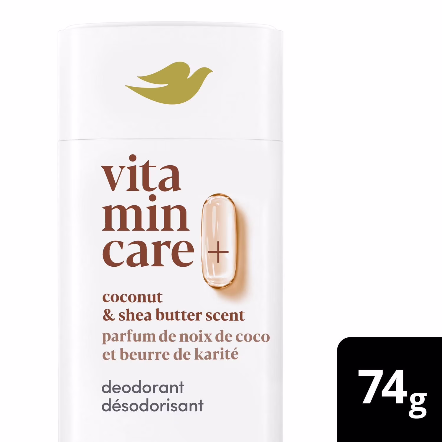 Désodorisant en bâton dove vitamin care+ parfum de noix de coco et beurre de karité
