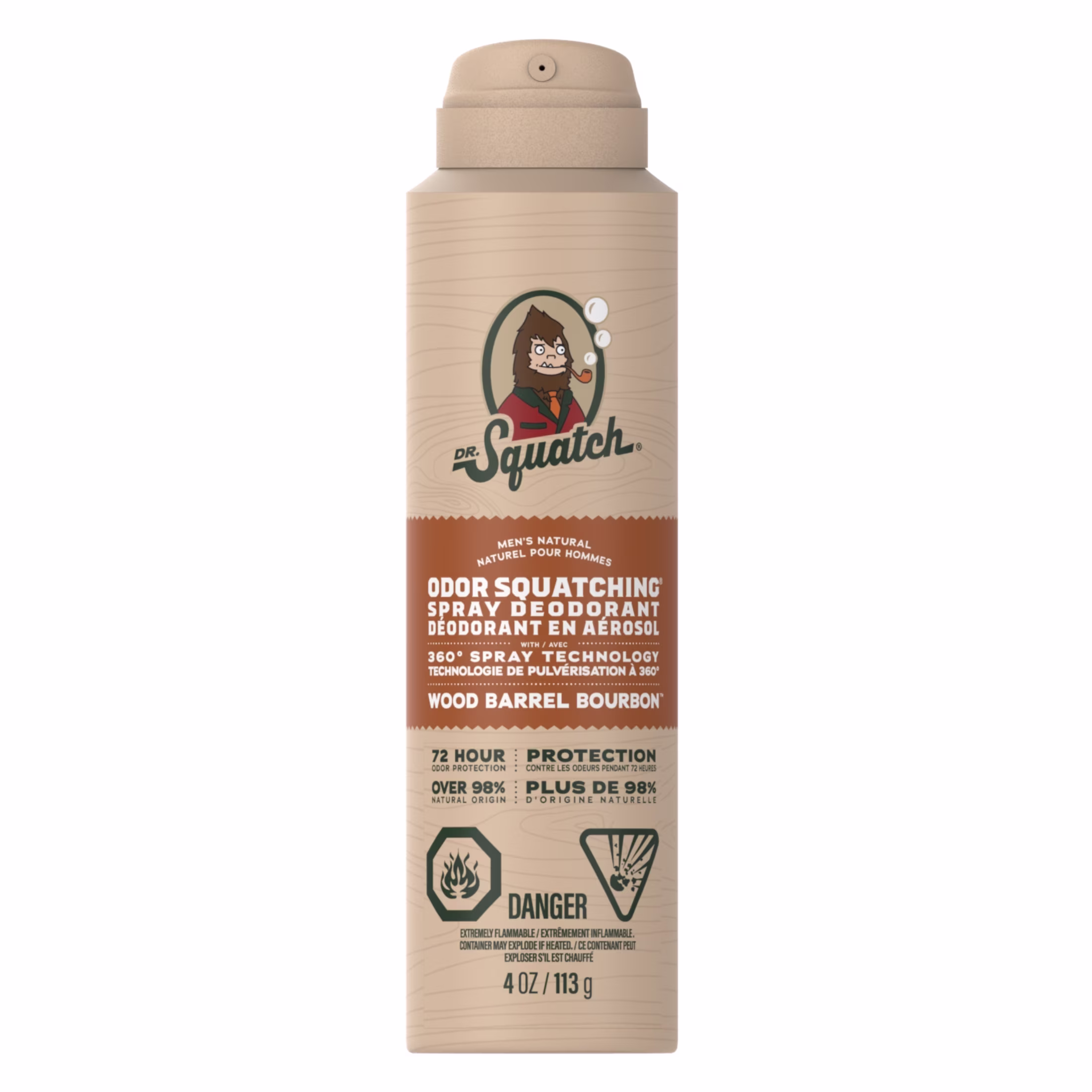 Déodorant en spray pour homme dr. squatch - bourbon en fût de bois naturel -