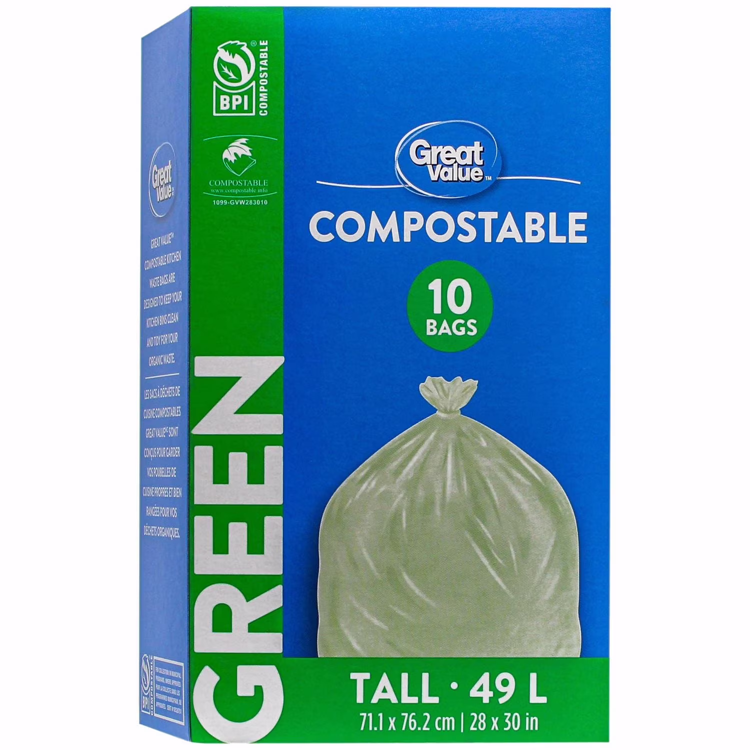 Sacs compostables verts format long great value