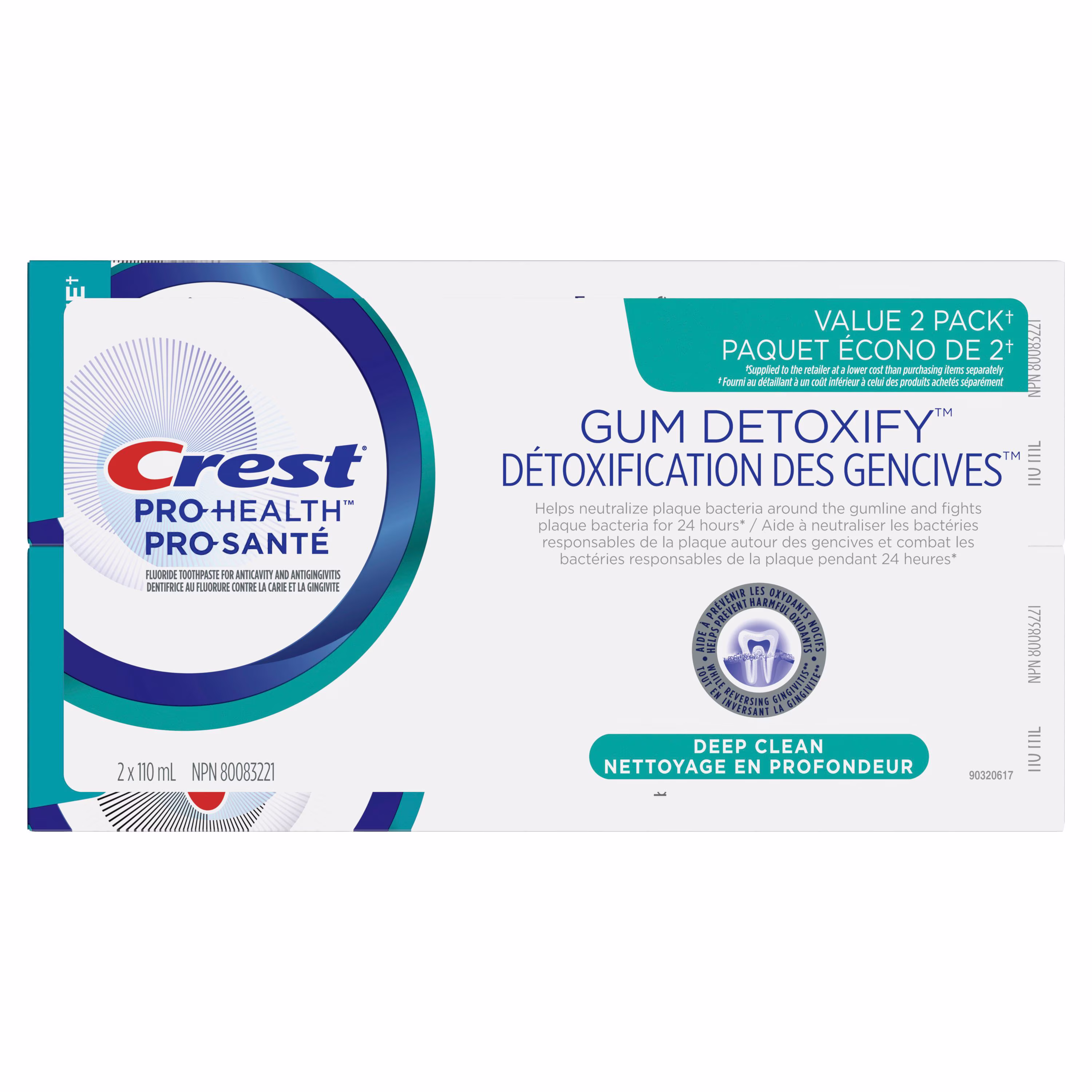 Crest détoxification des gencives nettoyage en profondeur dentifrice au fluorure contre la carie 2x