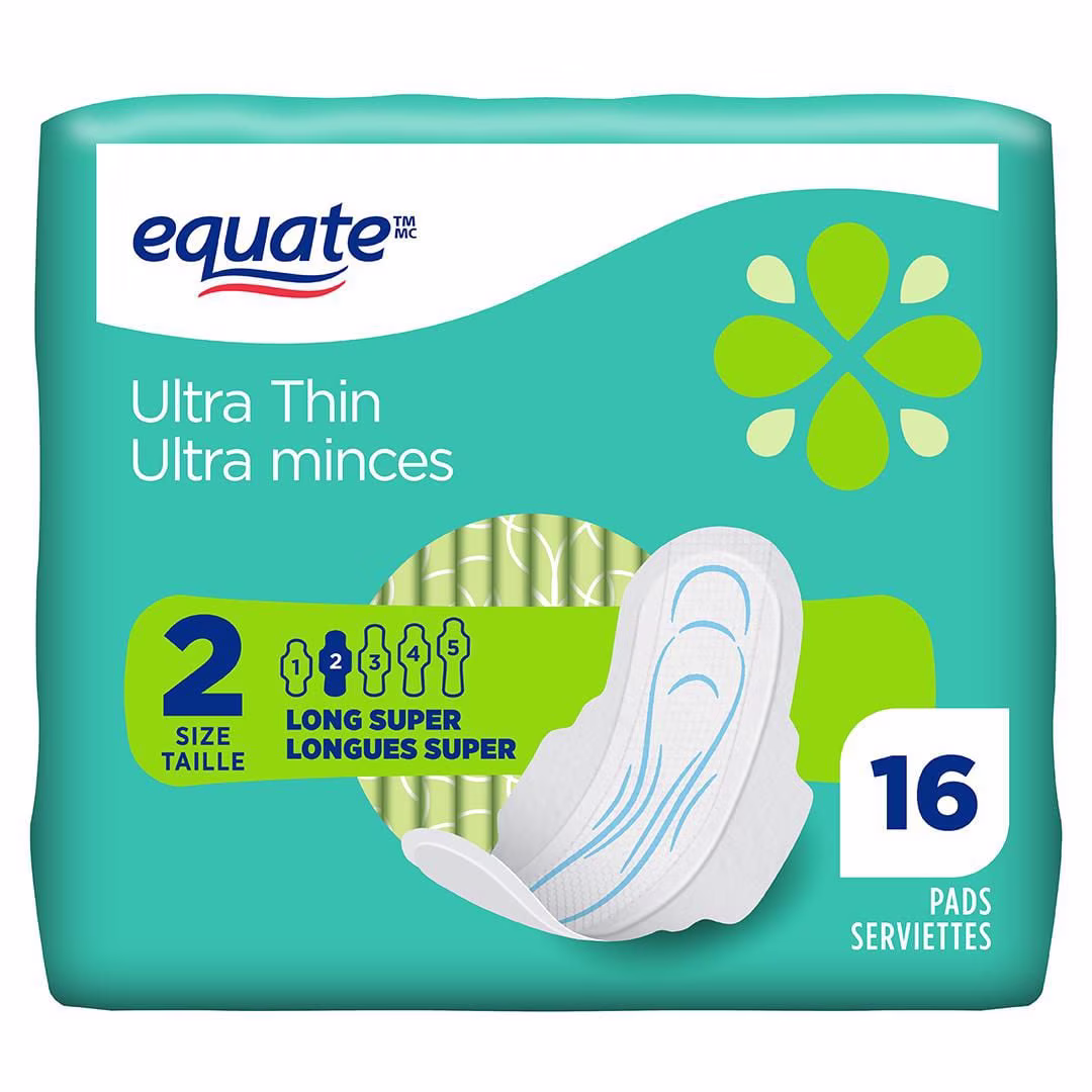 Serviettes ultra minces longues equate ultra absorbantes avec flexi-wings. taille& 2. 16& unités paquet de 16 serviettes