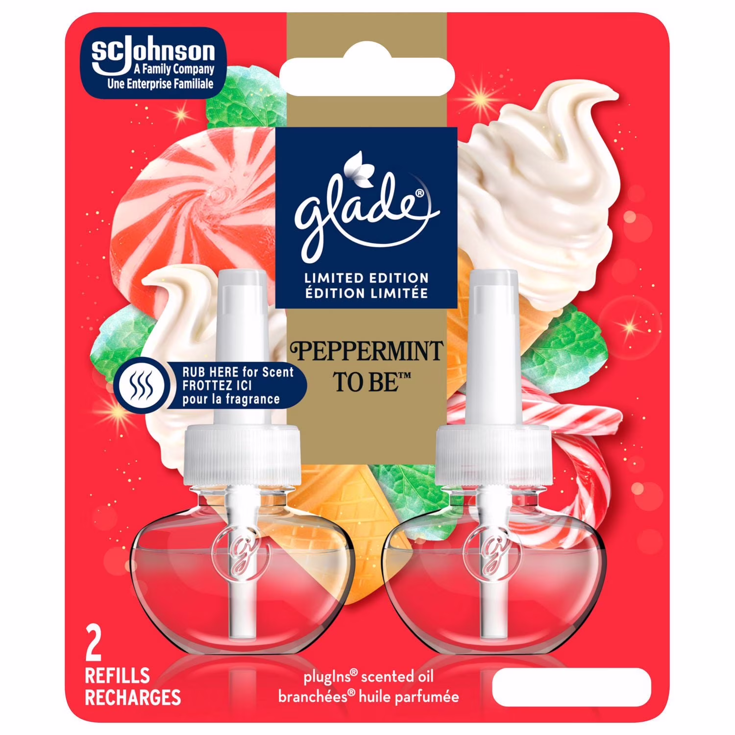 Glade branchées huile parfumée recharge. peppermint to be deux recharges