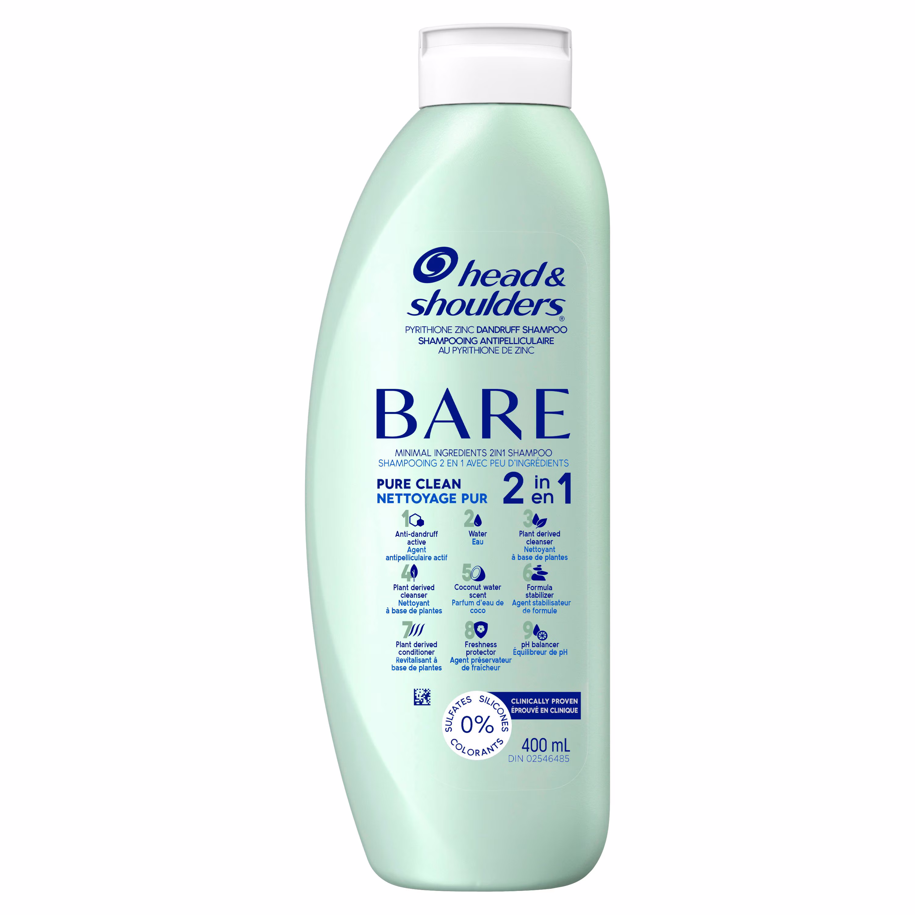 Head & shoulders bare nettoyage pur 2 en 1 shampooing et revitalisant antipelliculaires. traitement antipelliculaire