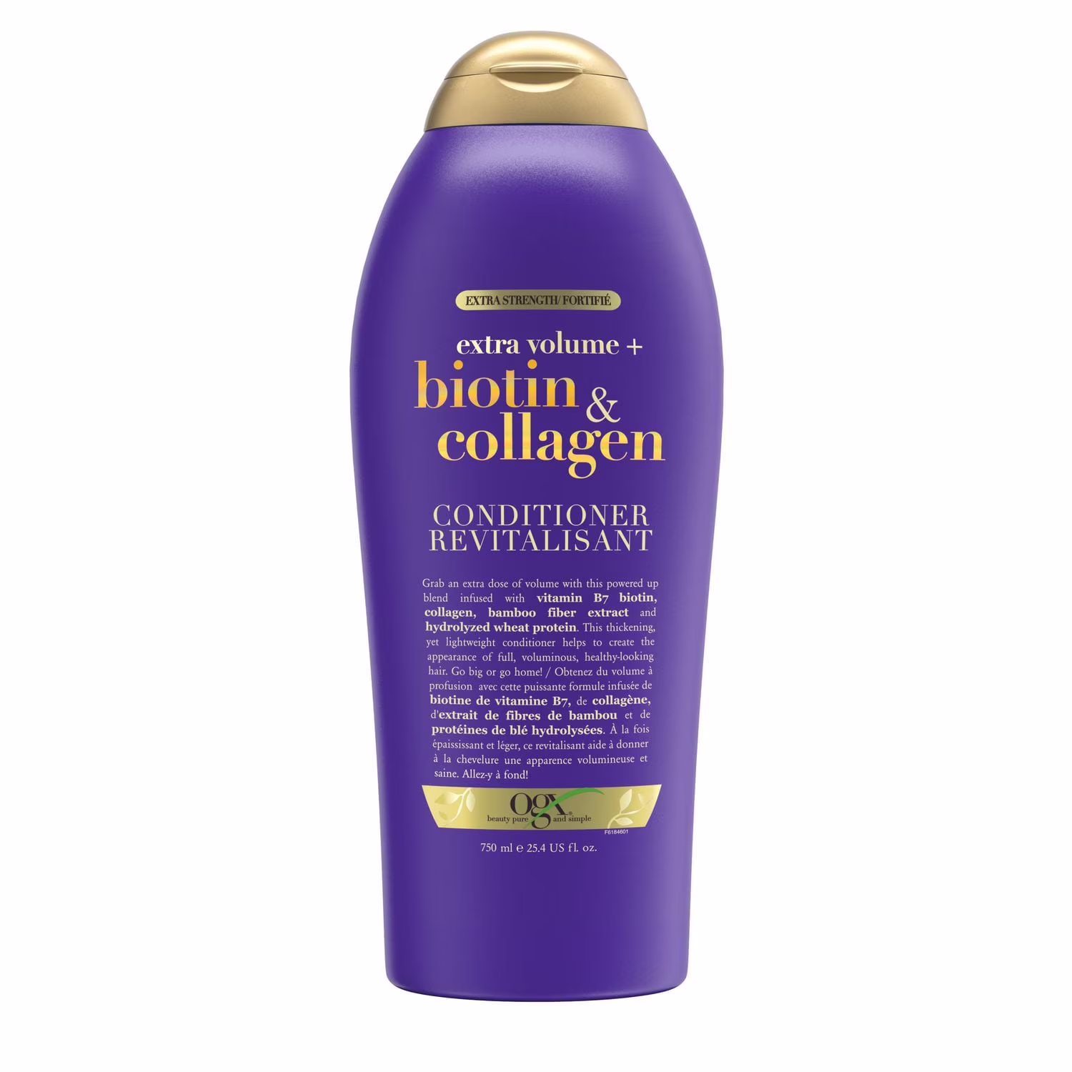 Ogx revitalisant volumateur avec biotine et collagène. pour cheveux fins