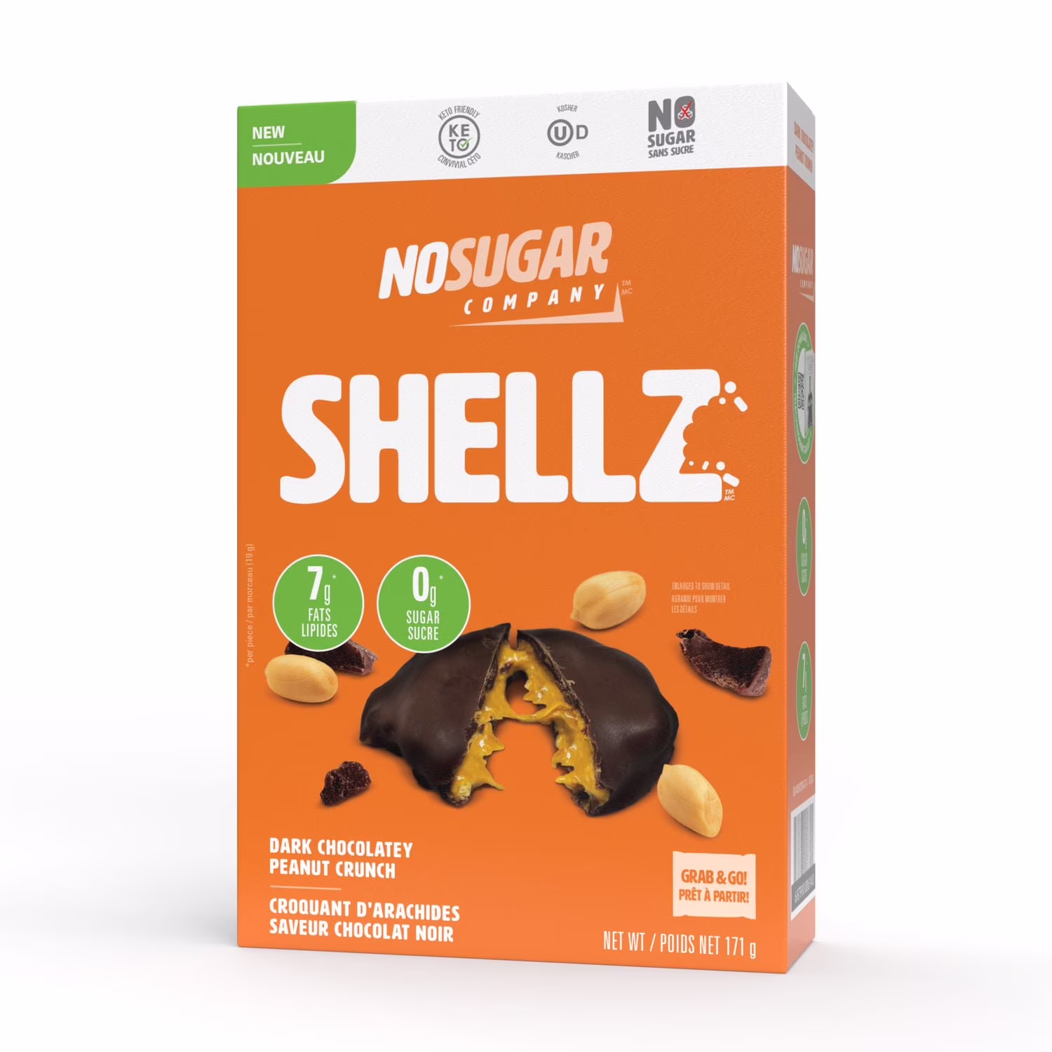No sugar. shellz croquant d'arachides saveur chocolat noir.