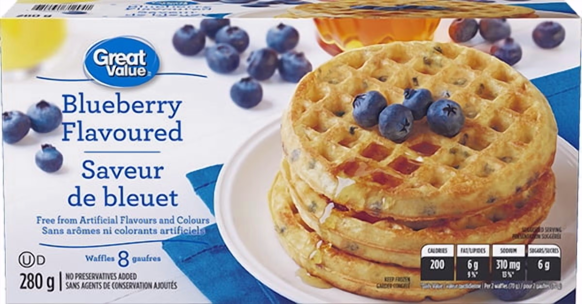 Gaufres aux myrtilles great value. . 8 gaufres