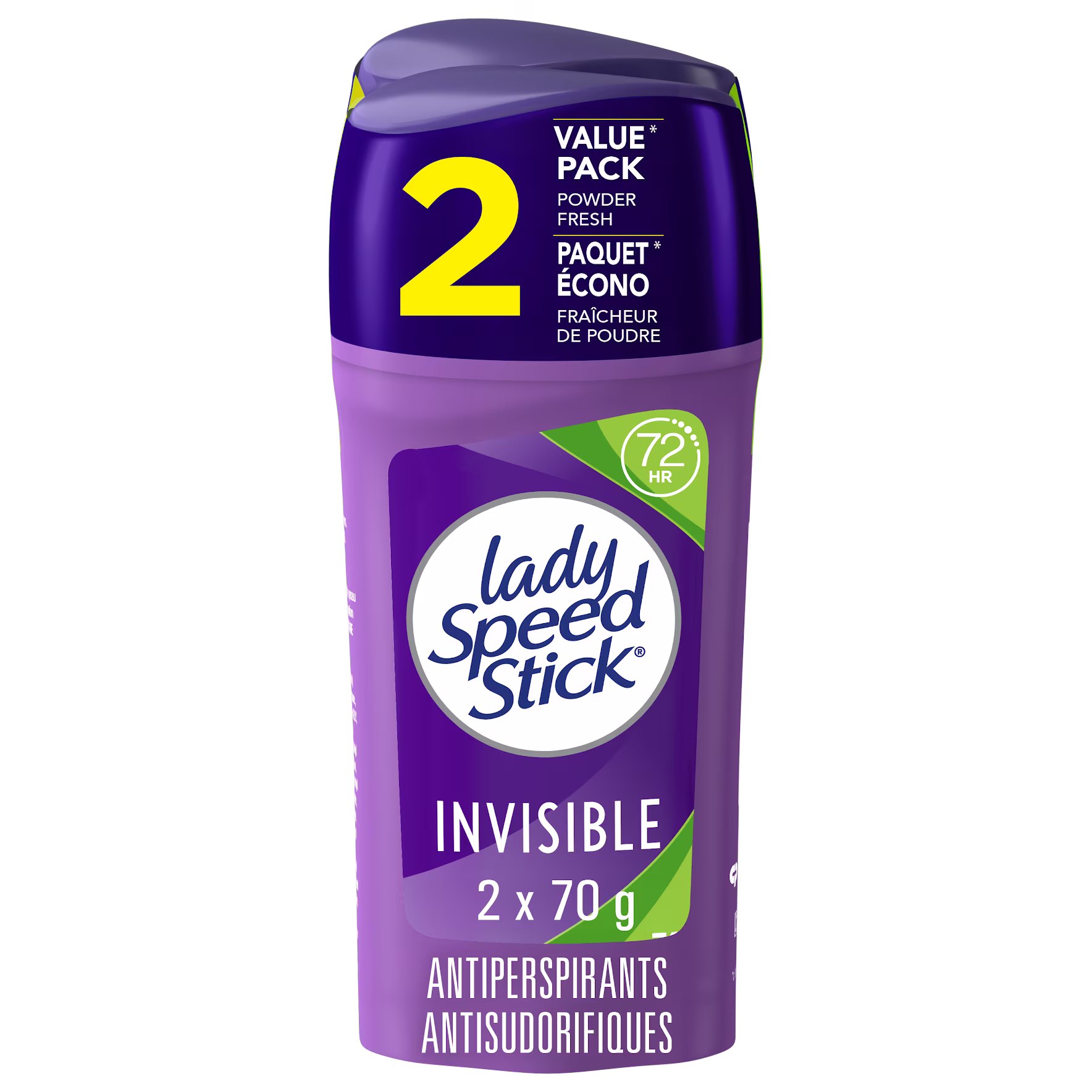 Déodorant antisudorifique lady speed stick. parfum fraîcheur de poudre. 70& g (lot de 2)
