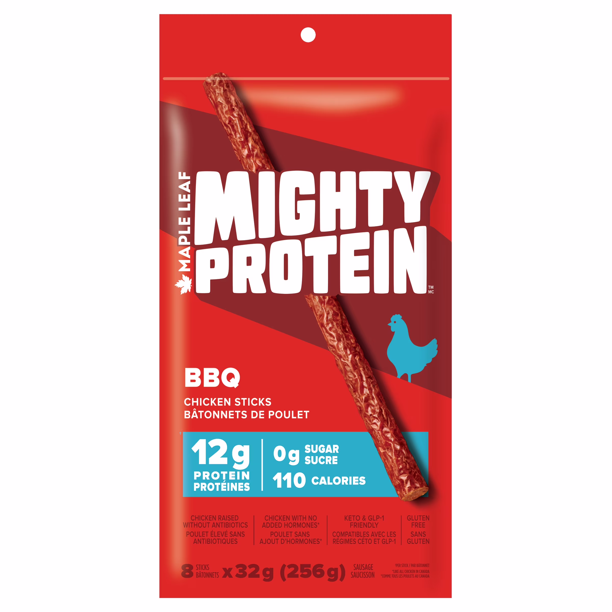 Maple leaf bâtonnets de poulet mightyprotein. bbq