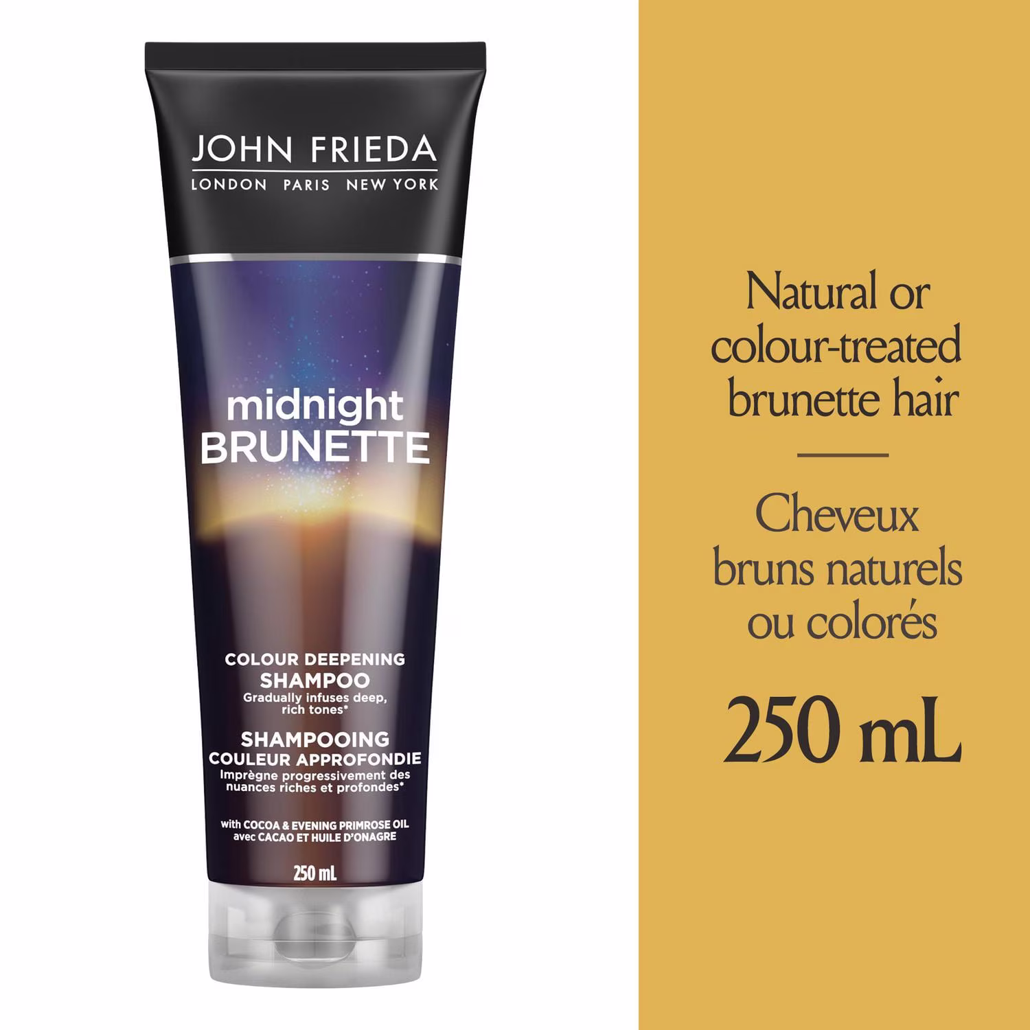 John frieda midnight brunette shampooing couleur approfondie. pour des cheveux doux et riches