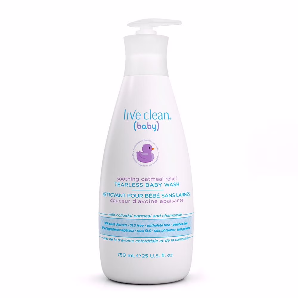 Live clean bébé apaisant à l'avoine pour le soulagement nettoyant pour bébé sans larmes