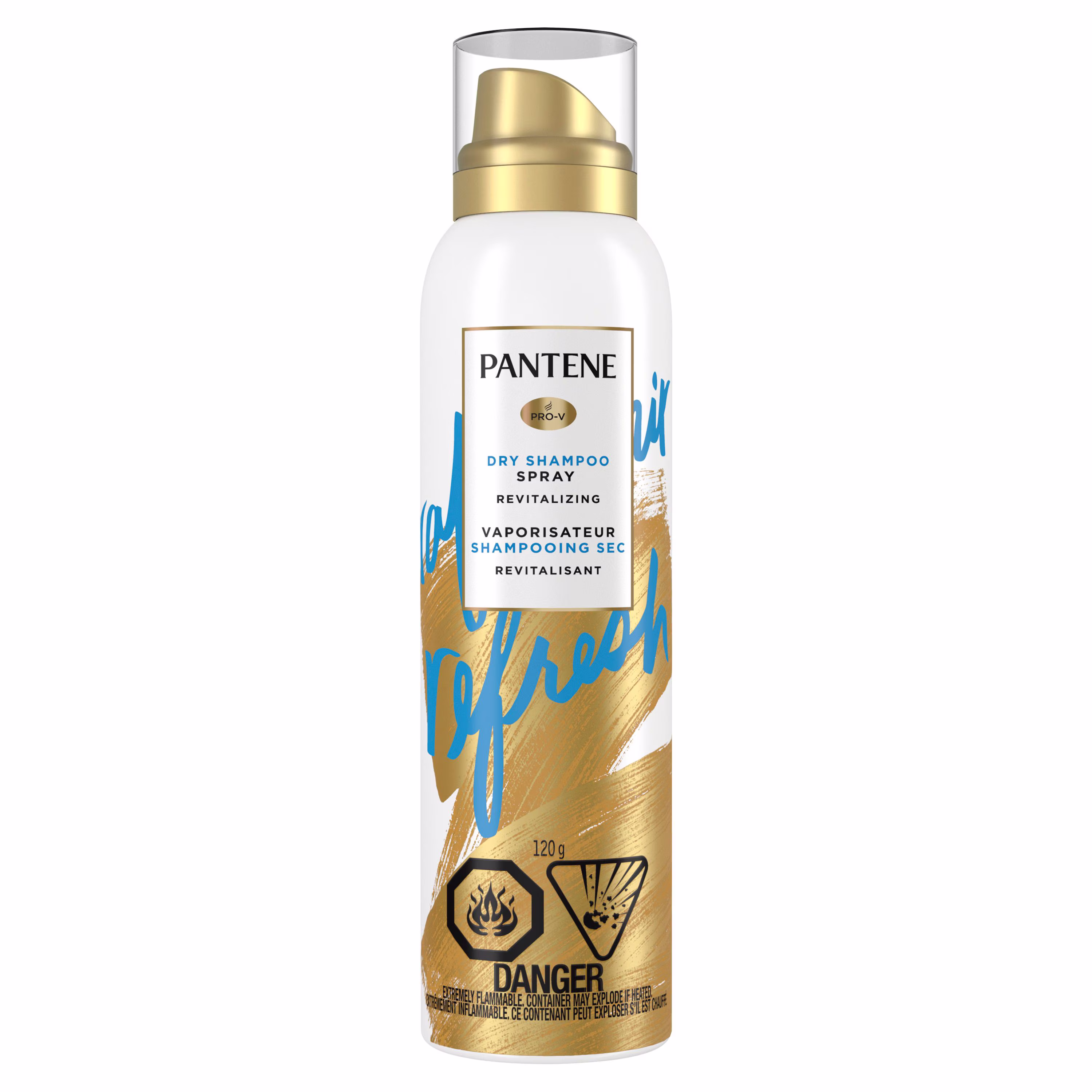 Shampooing sec revitalisant en vaporisateur pantene. volumisant et nettoyant. vitamine b5. cheveux fins. clairsemés et colorés. pro-v refresh