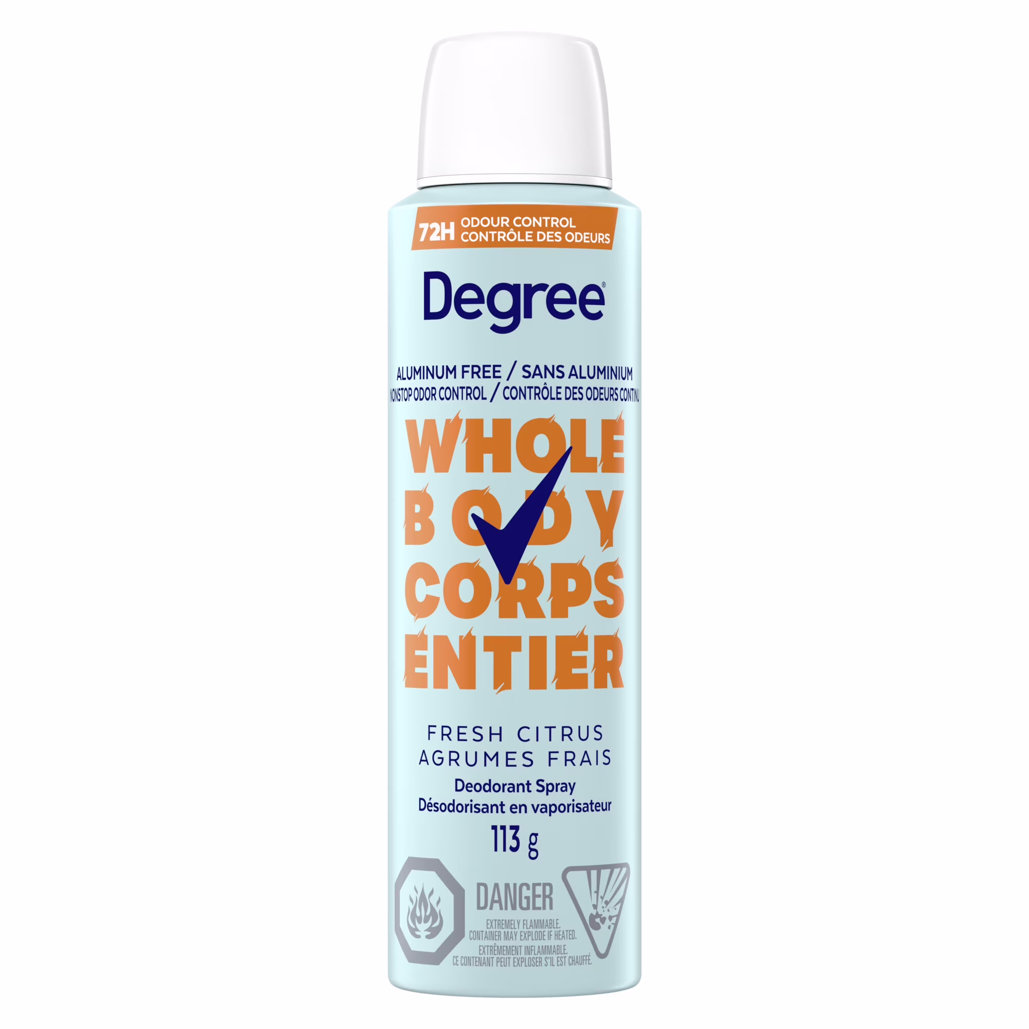 Déodorant en spray pour tout le corps Women parfum agrumes frais, sans aluminium, protection contre les odeurs pendant 72 heures