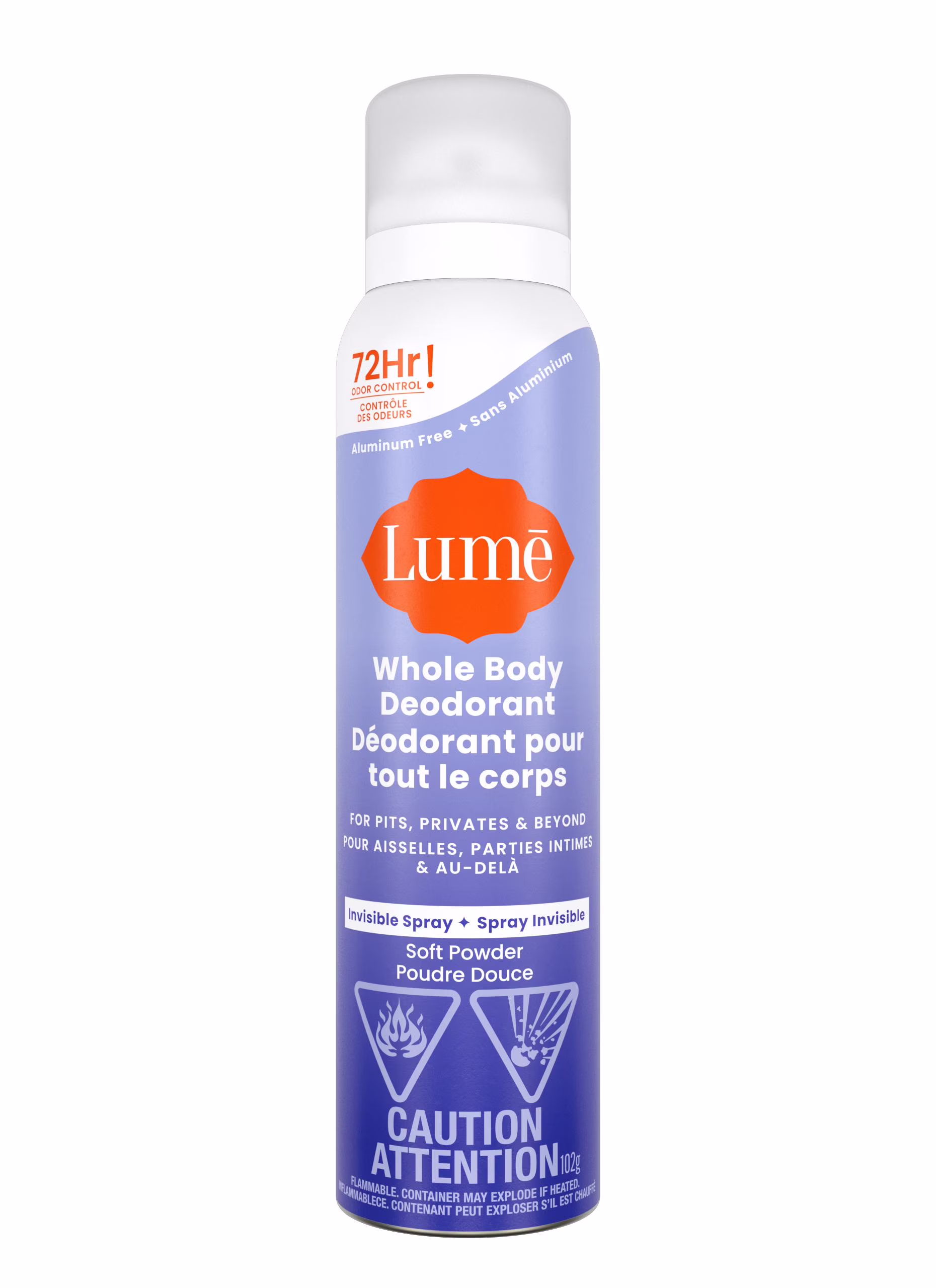 Déodorant féminin lume pour tout le corps - spray invisible - sans aluminium - poudre douce.