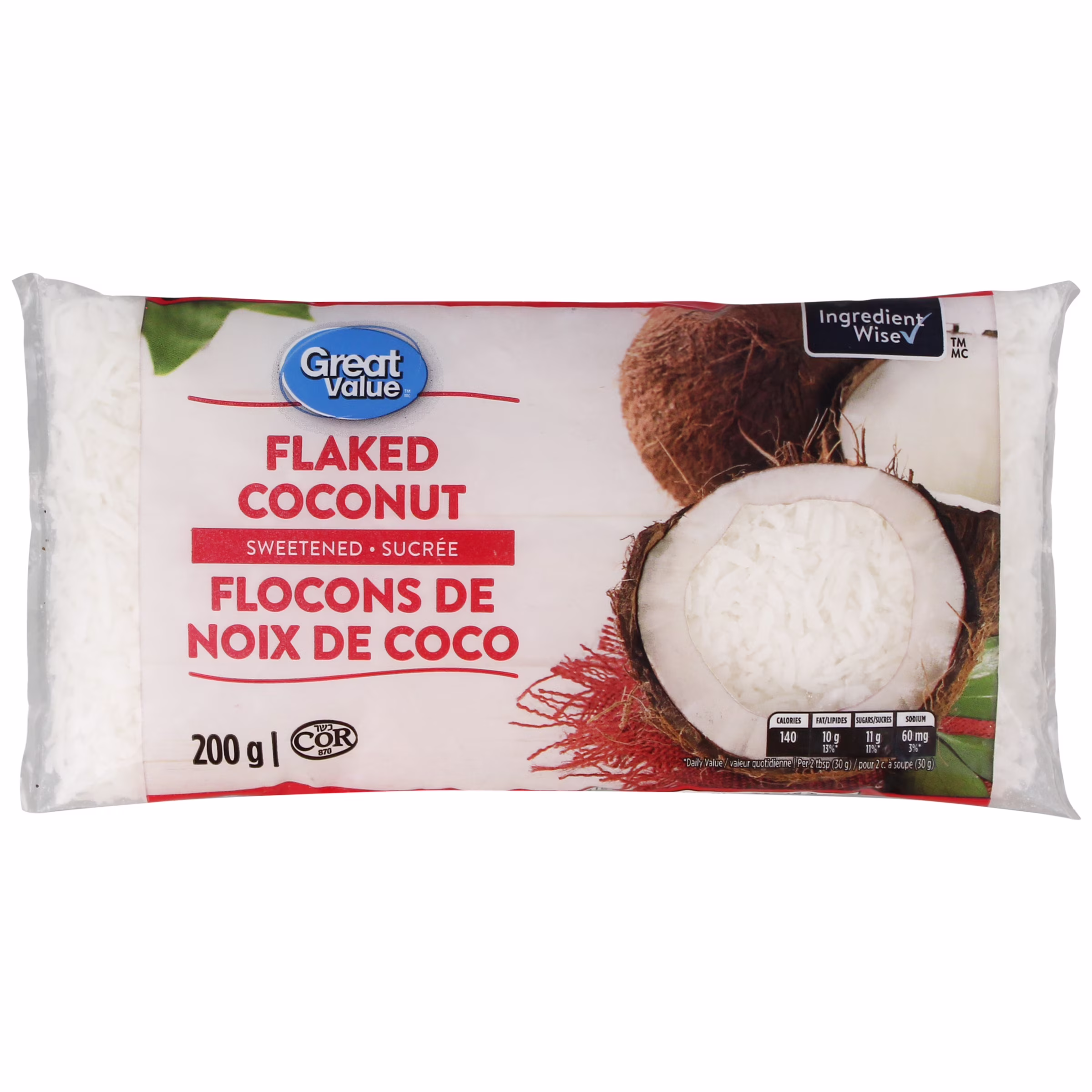 Flocons de noix de coco sucrée great value
