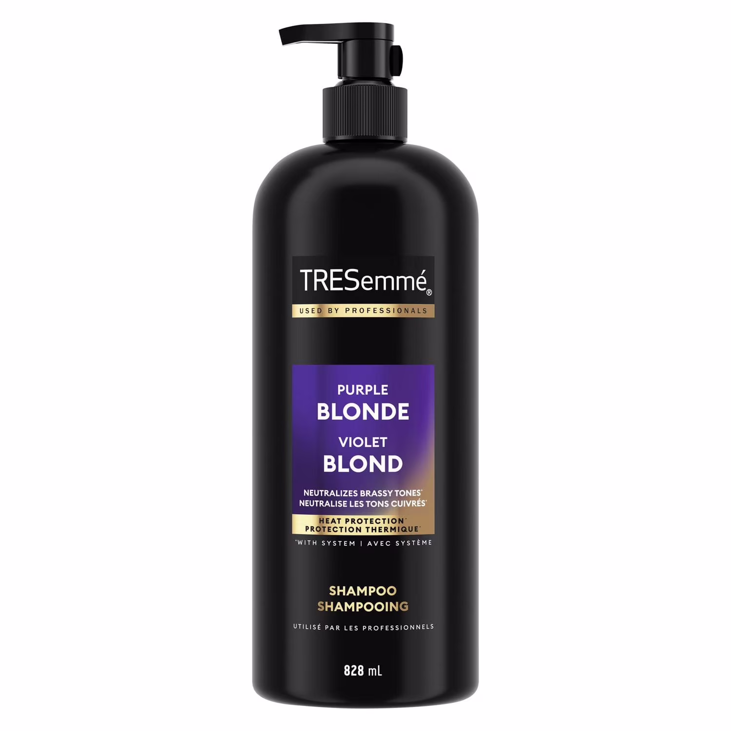 Tresemmé shampooing violet blond neutralise les tons cuivrés.