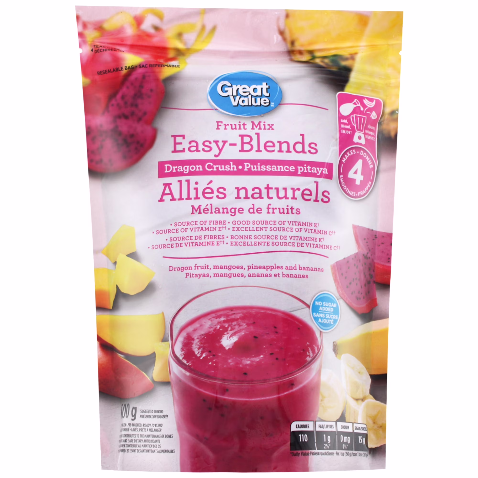 Mélange de fruits aillés-naturels great value de puissance pitaya