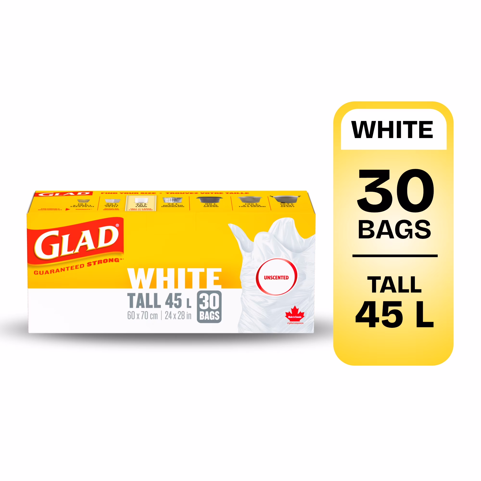 Sacs à ordures blancs longs non parfumés