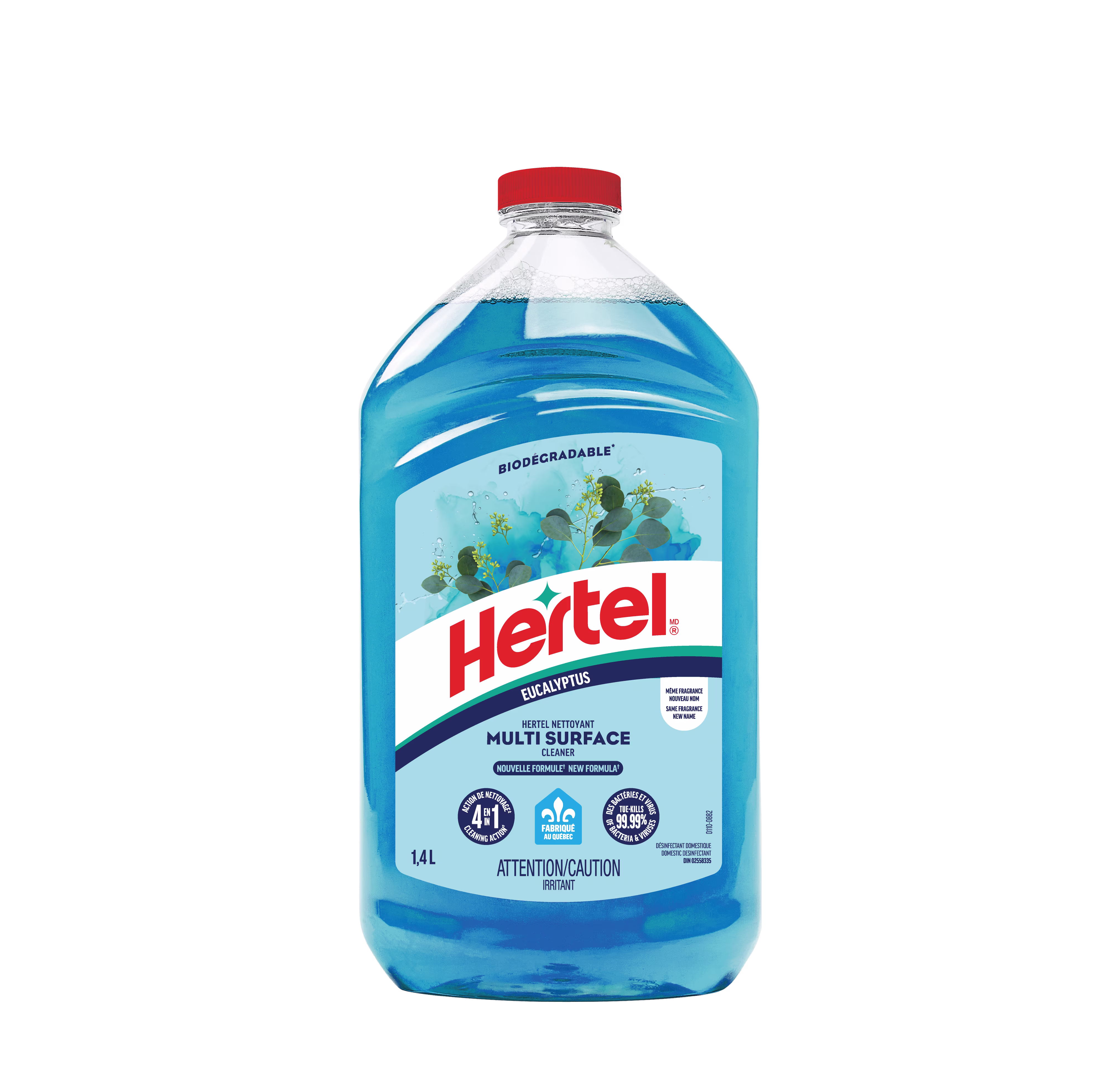 Hertel nettoyant désinfectant multi-surface diluable. eucalyptus. 1.4l